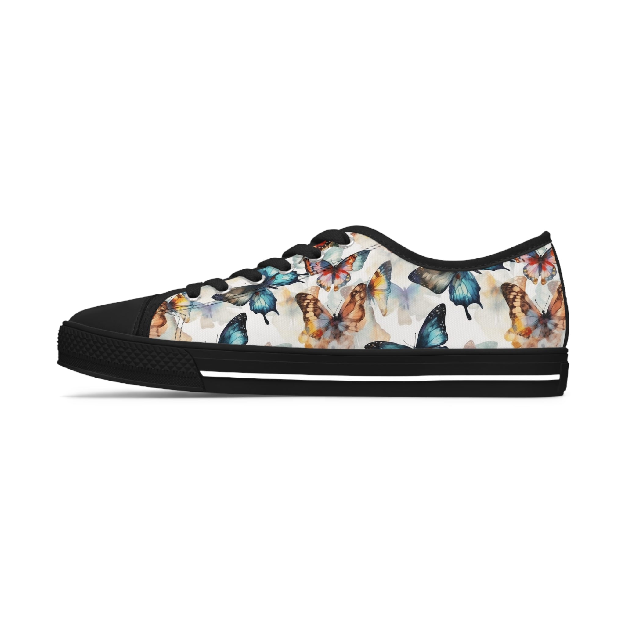 Women's Low Top Sneakers (AOP) - Seamless Butterfly Designs 03