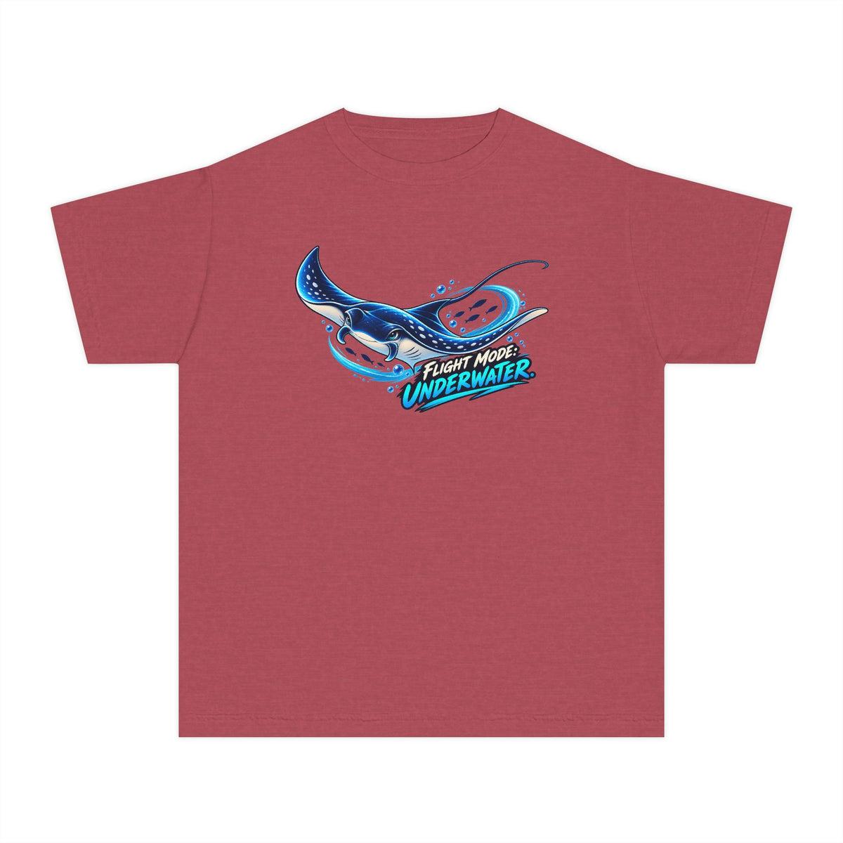 Manta Ray Flying Underwater, a Science design, on a youth midweight cotton tee