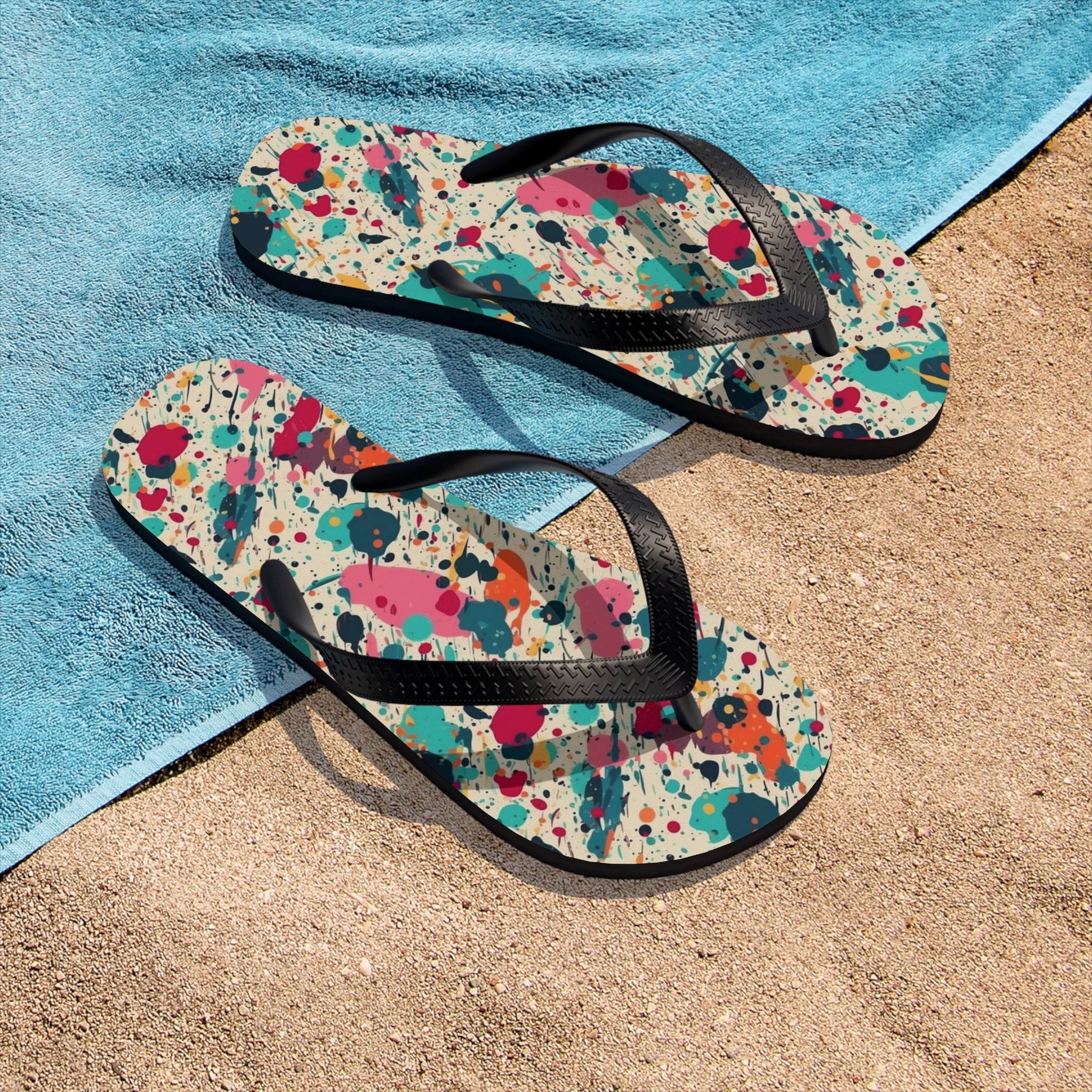 Unisex Flip-Flops (AOP) - Seamless Color Splatter Designs 08