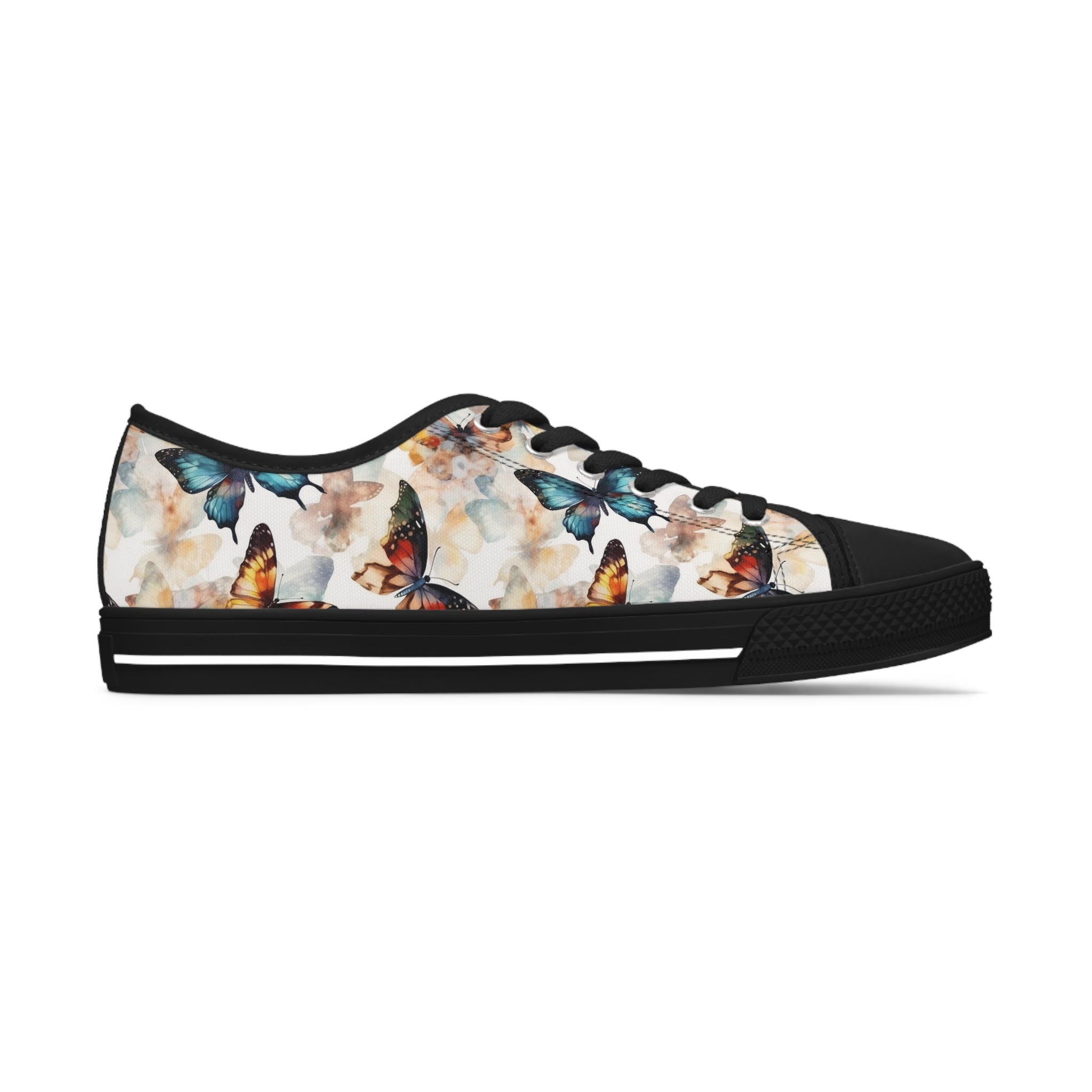 Women's Low Top Sneakers (AOP) - Seamless Butterfly Designs 03