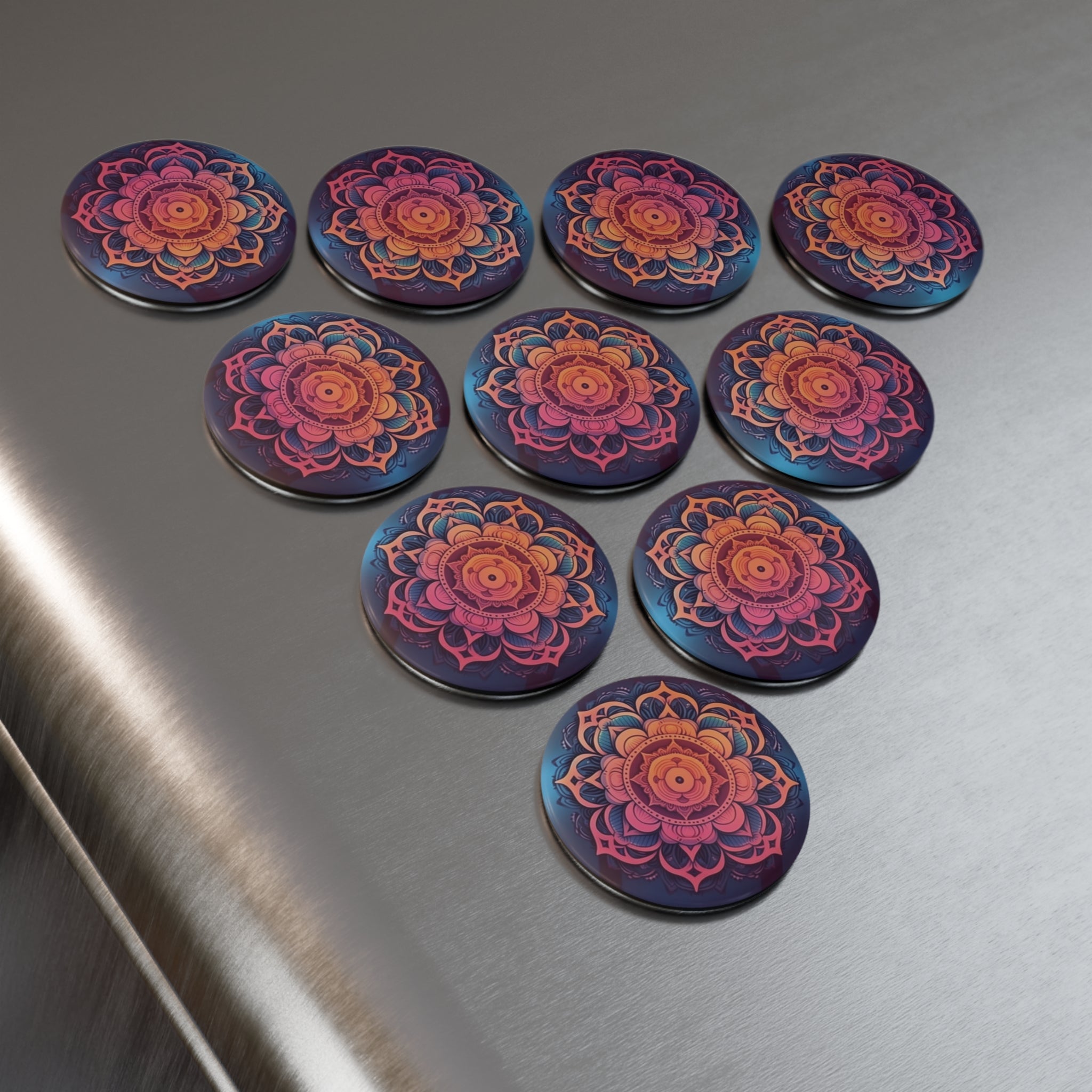 Button Magnet, Round (1 & 10 pcs) - Mandalas 17