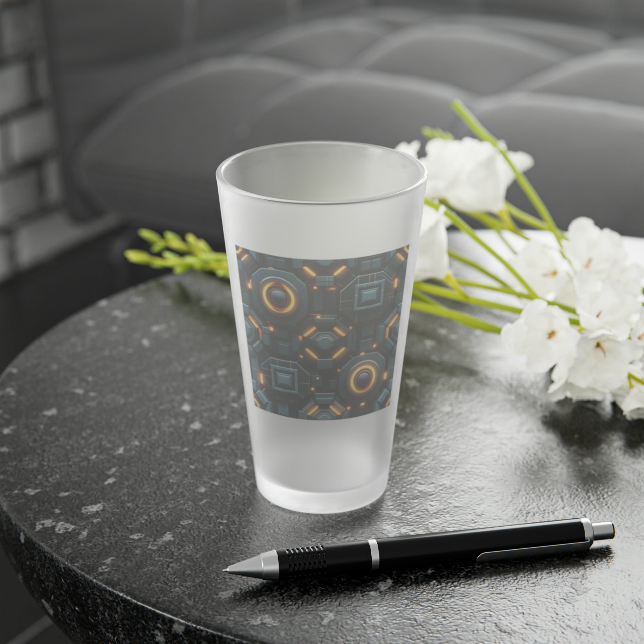 Frosted Pint Glass, 16oz - Vibrant Designs 08