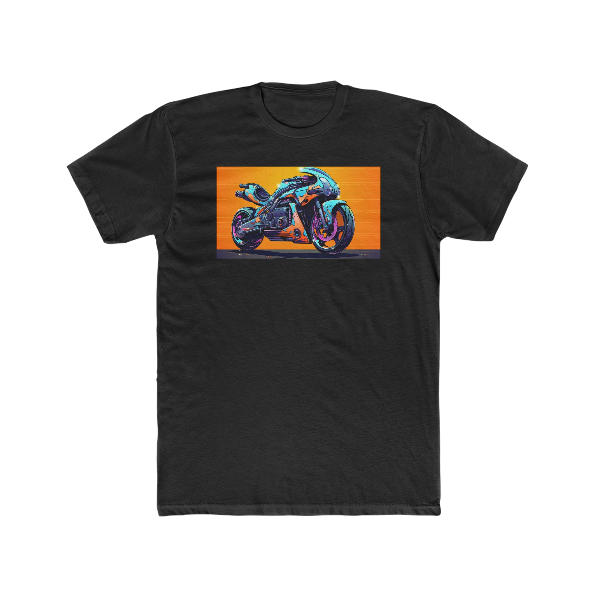 Men's Cotton Crew Tee - Pop Art - Motorcycle 04
