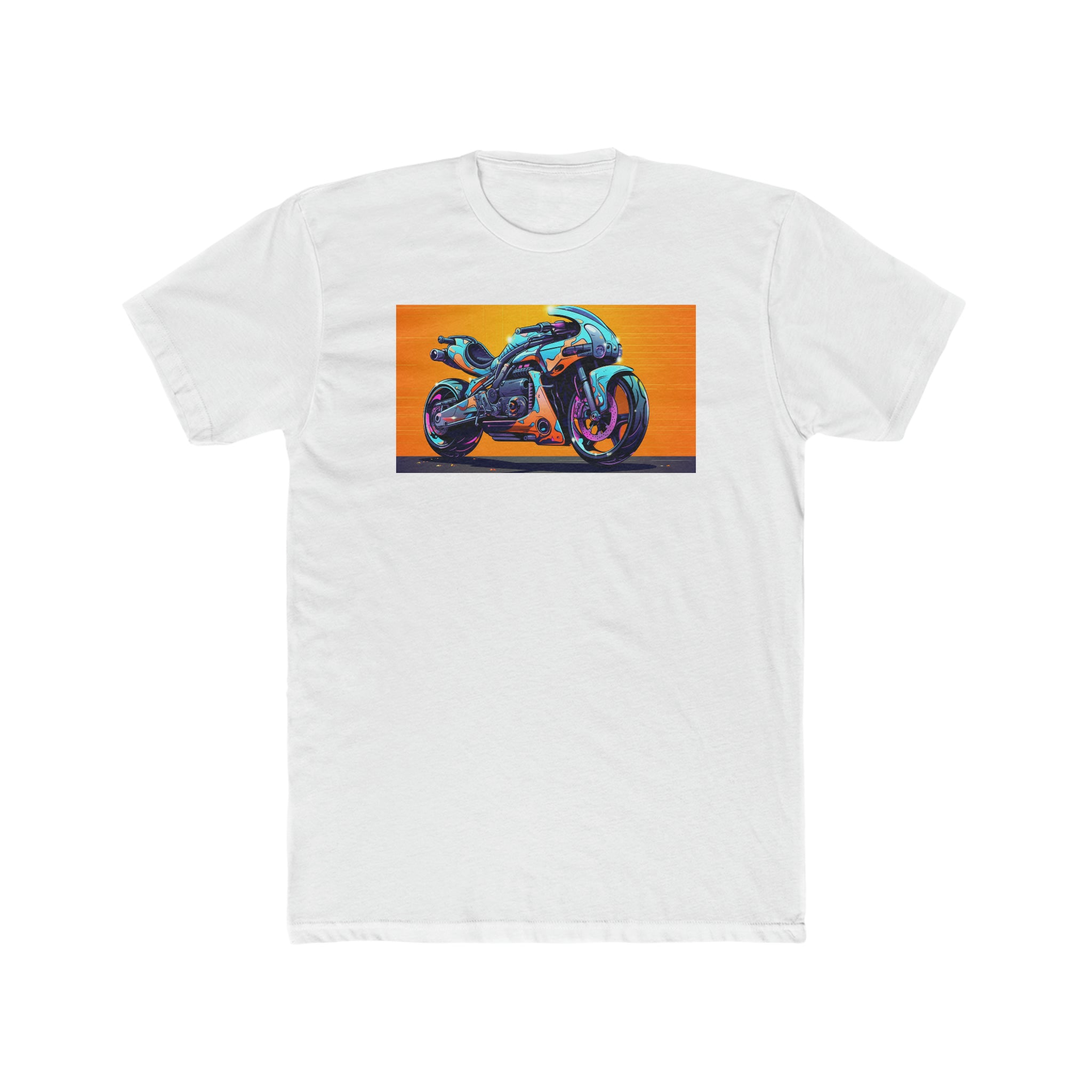 Men's Cotton Crew Tee - Pop Art - Motorcycle 04