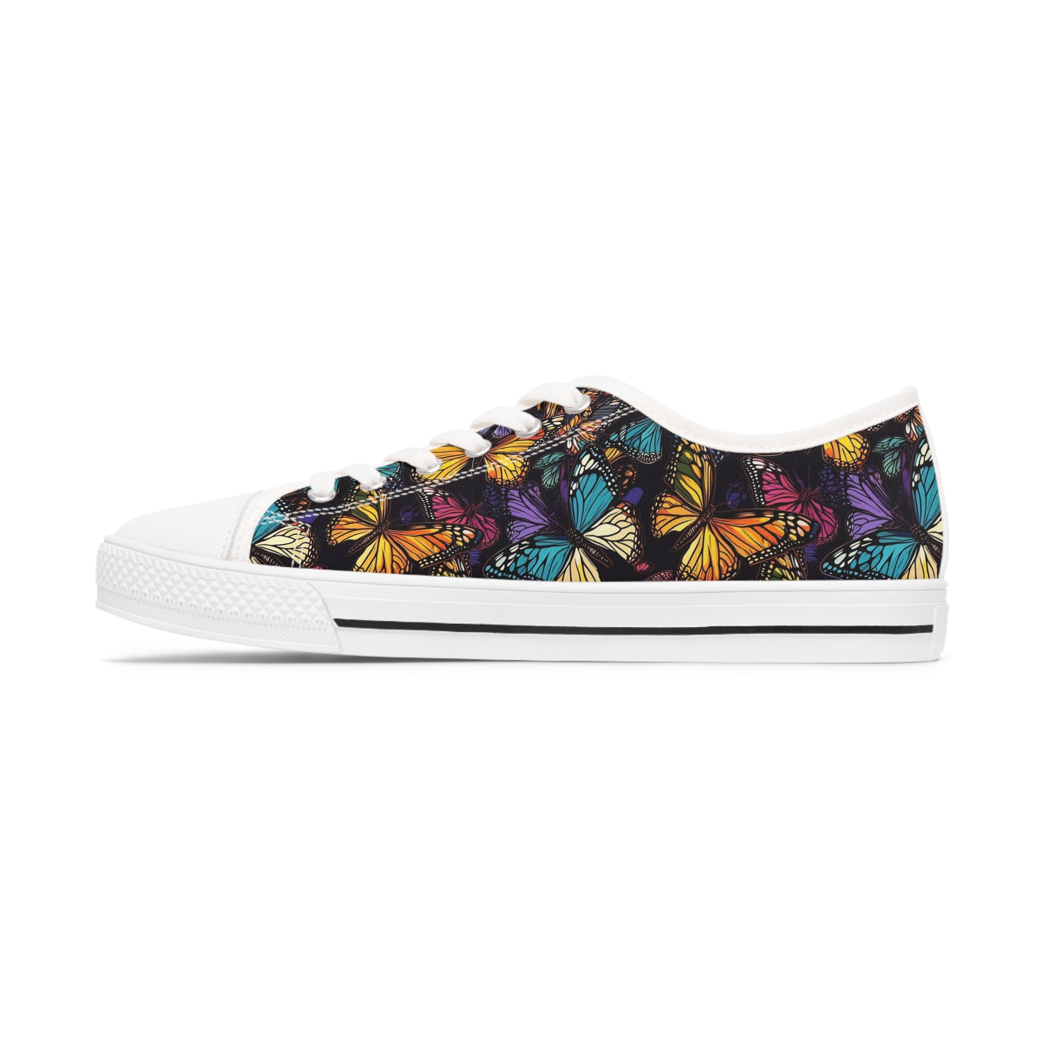 Women's Low Top Sneakers (AOP) - Seamless Butterfly Designs 06
