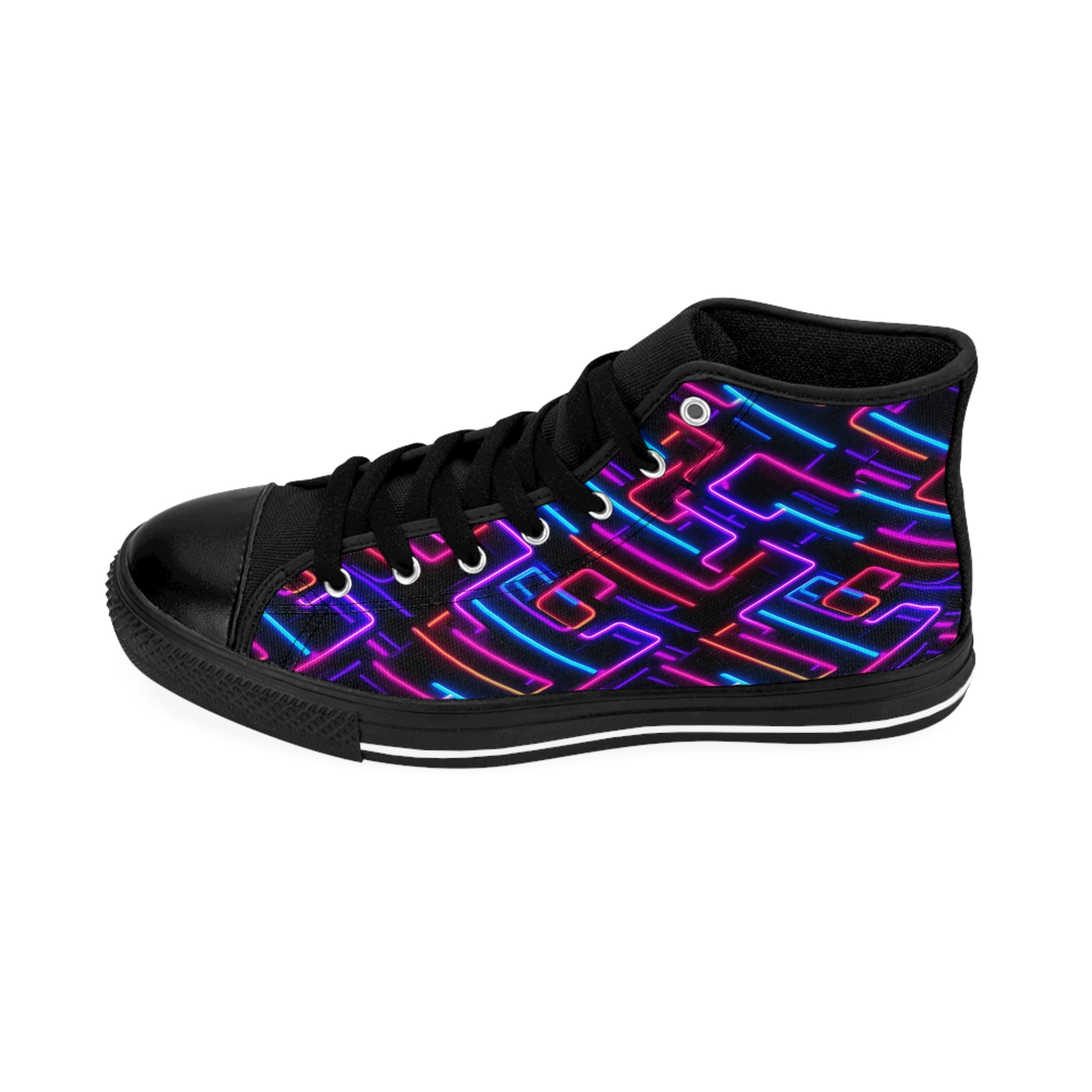 Men's Classic Sneakers (AOP) - Seamless Vibrant Neon Designs 01