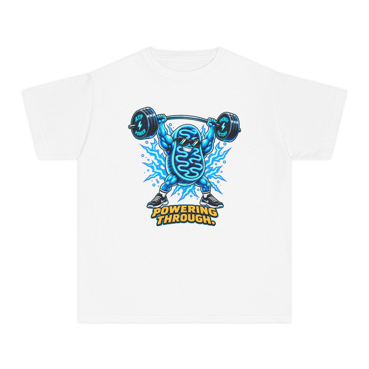 Mitochondria Powerhouse, a Science design, on a youth midweight cotton tee