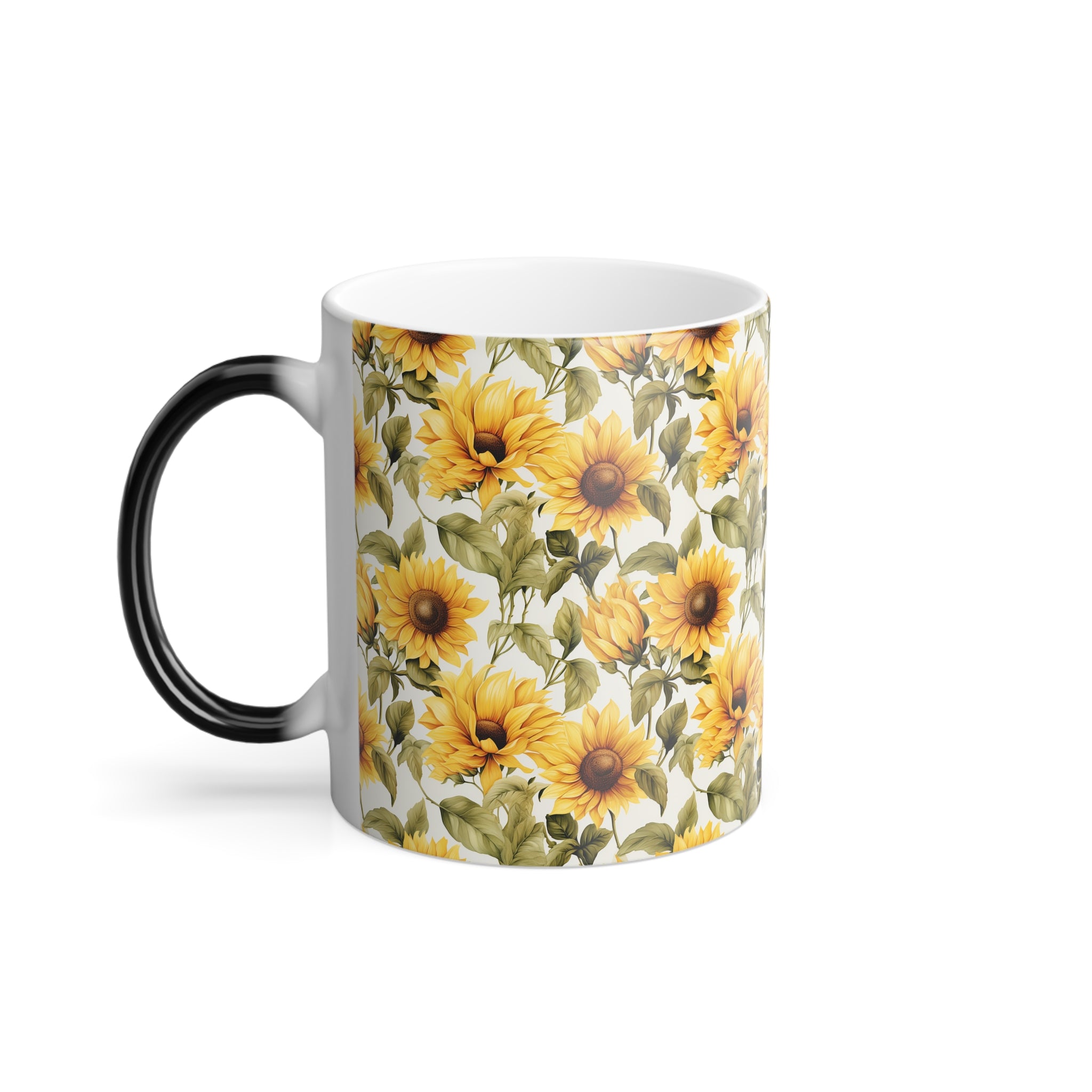 Color-Changing Mug, 11oz — Abstract Sunflowers