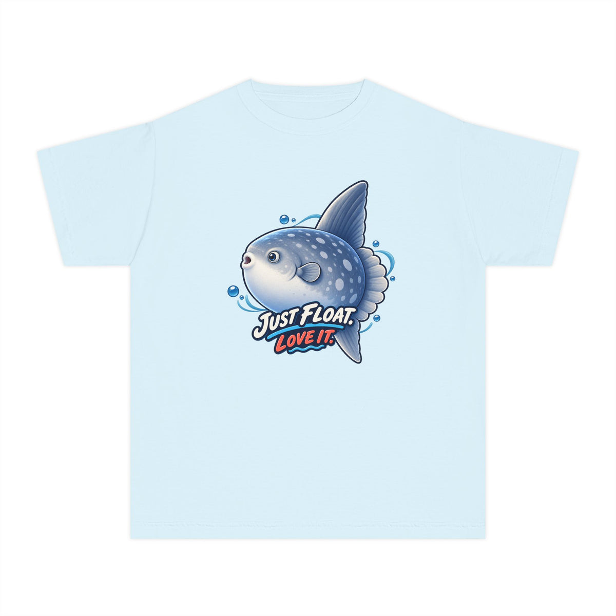 Sunfish drifting, a Science design, on a youth midweight cotton tee