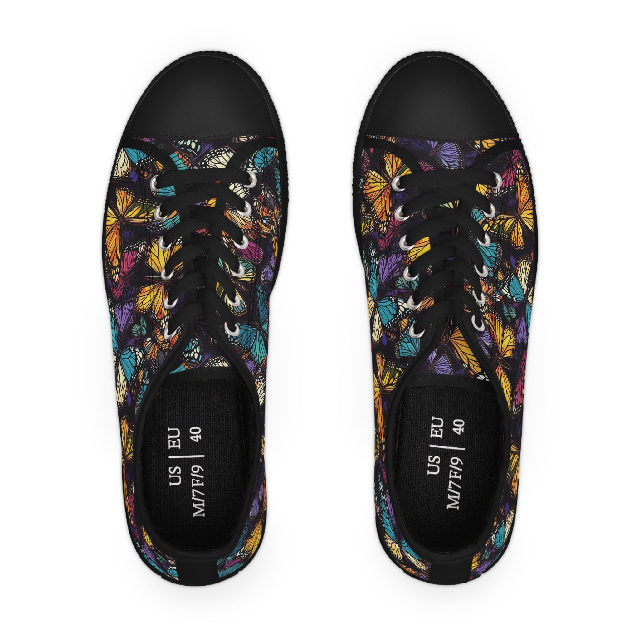Women's Low Top Sneakers (AOP) - Seamless Butterfly Designs 06