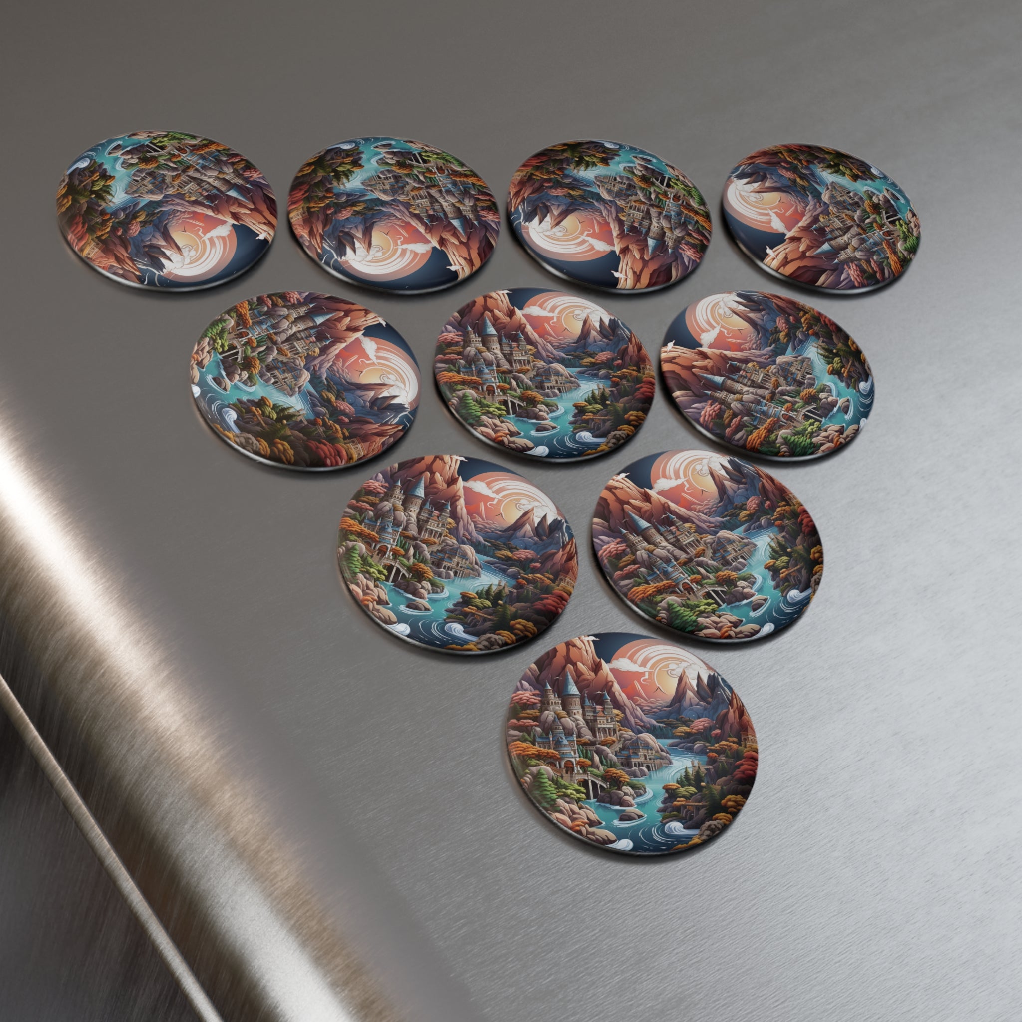 Button Magnet, Round (1 & 10 pcs) - Isometric City Designs 18