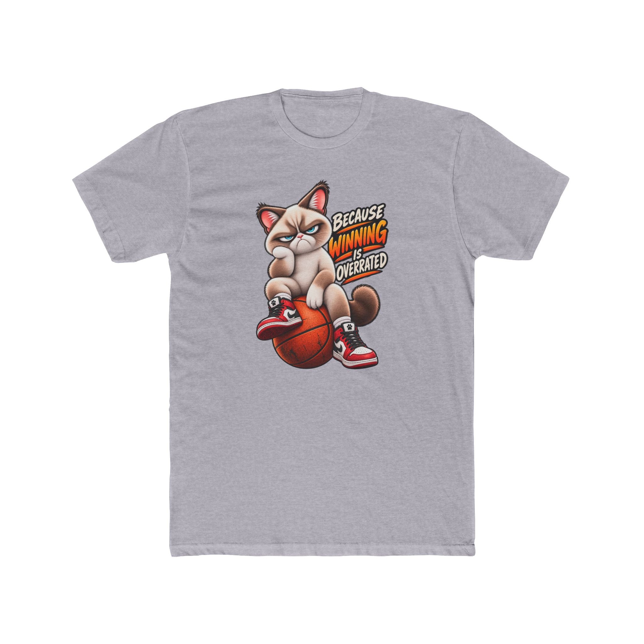 Men's Cotton Crew Tee - Grumpy Cats Collection - Because Winning is Overrated (Basketball)