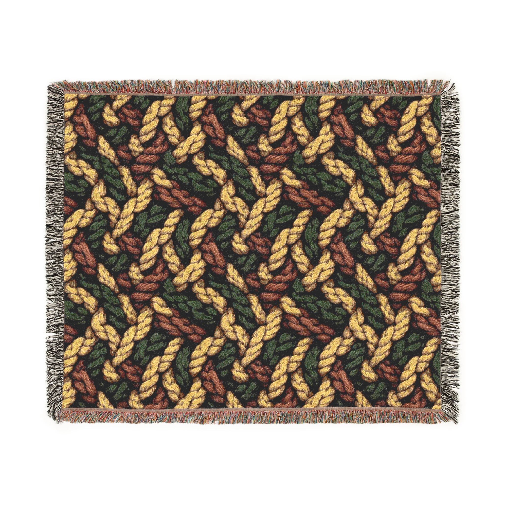 Woven Throw Blanket — Reversible Cozy Check Pattern for Living Room & Cabin - Design 08