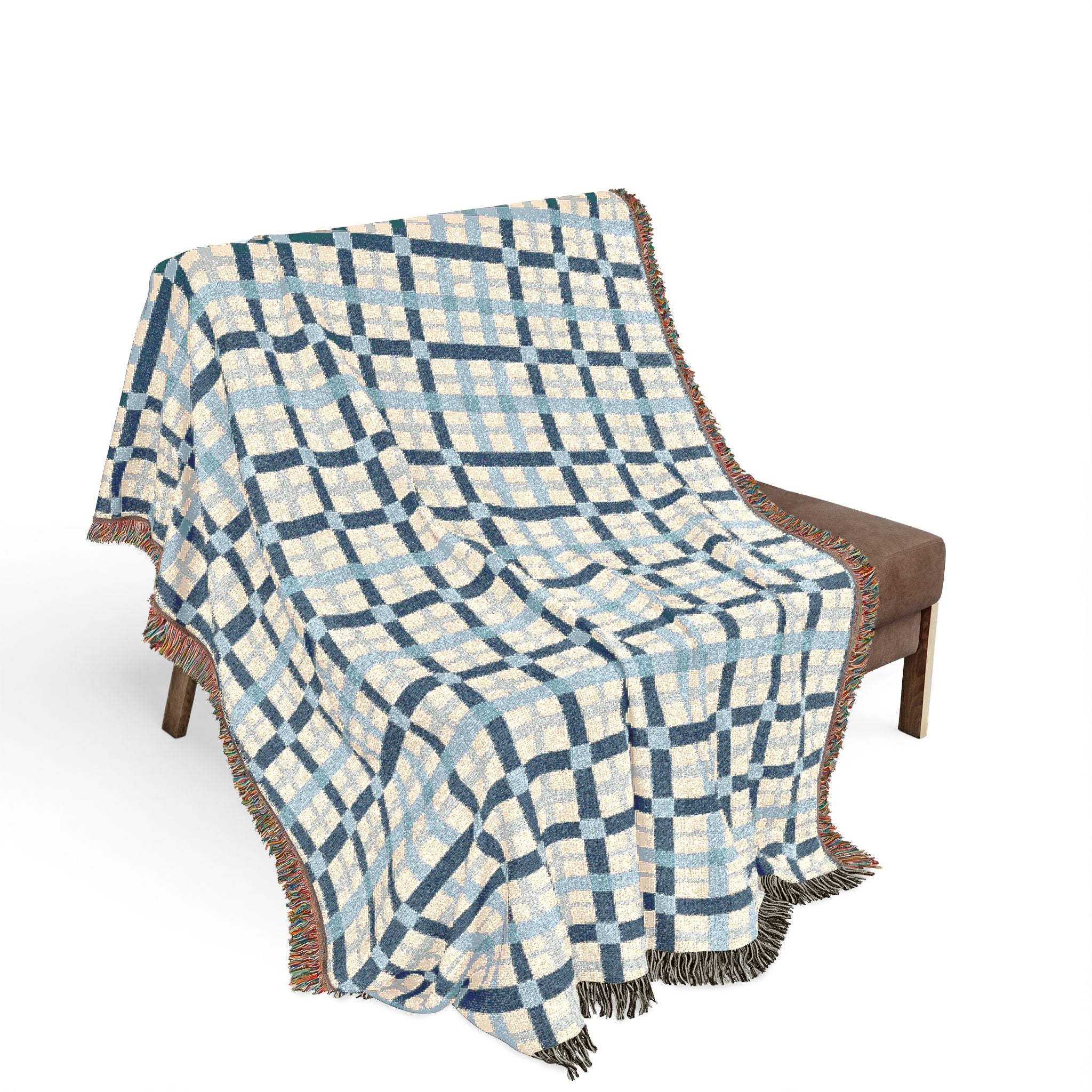 Woven Throw Blanket — Reversible Cozy Check Pattern for Living Room & Cabin - Design 01