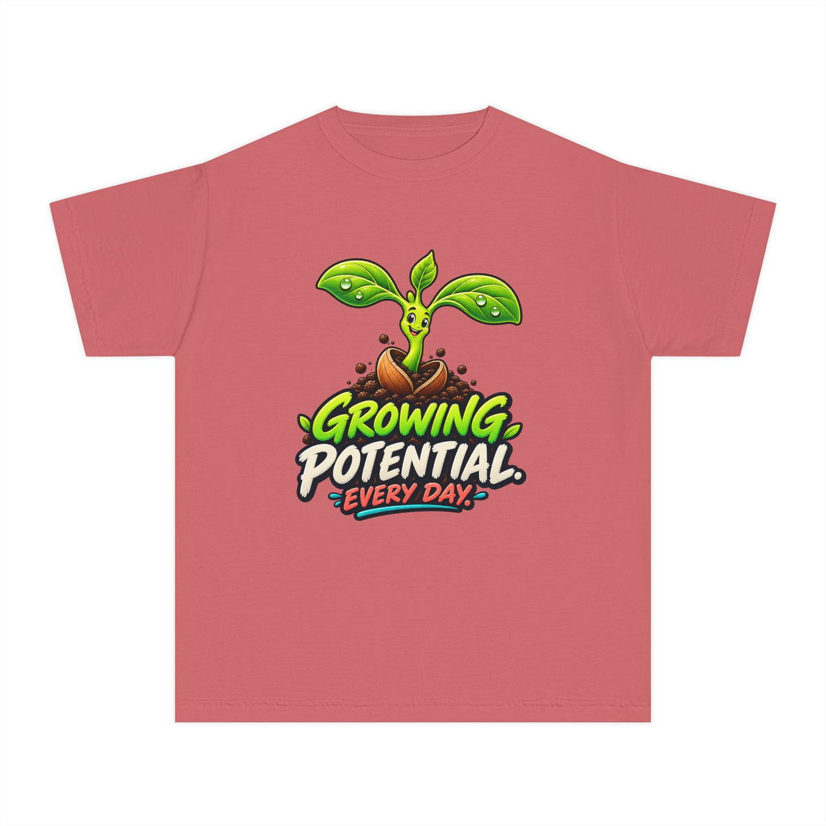 Growing Seedling, a Science design, on a youth midweight cotton tee