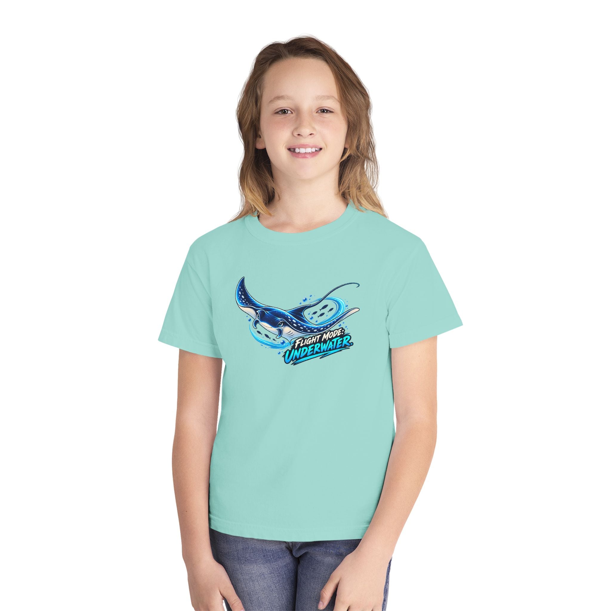 Youth Midweight Cotton Tee - Manta Ray