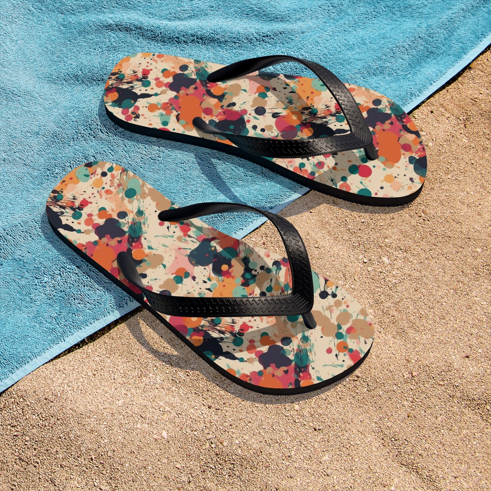 Unisex Flip-Flops (AOP) - Seamless Color Splatter Designs 02