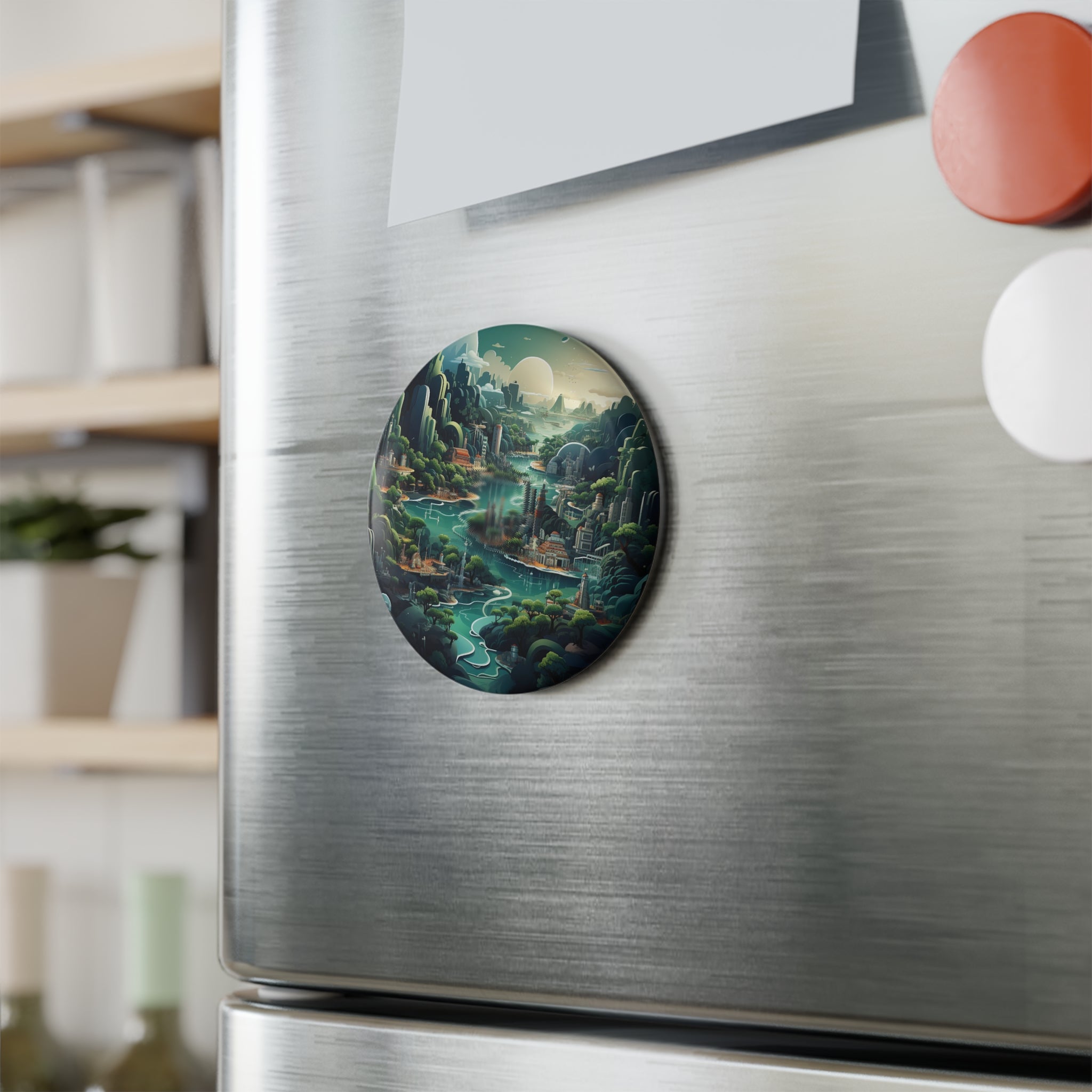 Button Magnet, Round (1 & 10 pcs) - Isometric City Designs 06