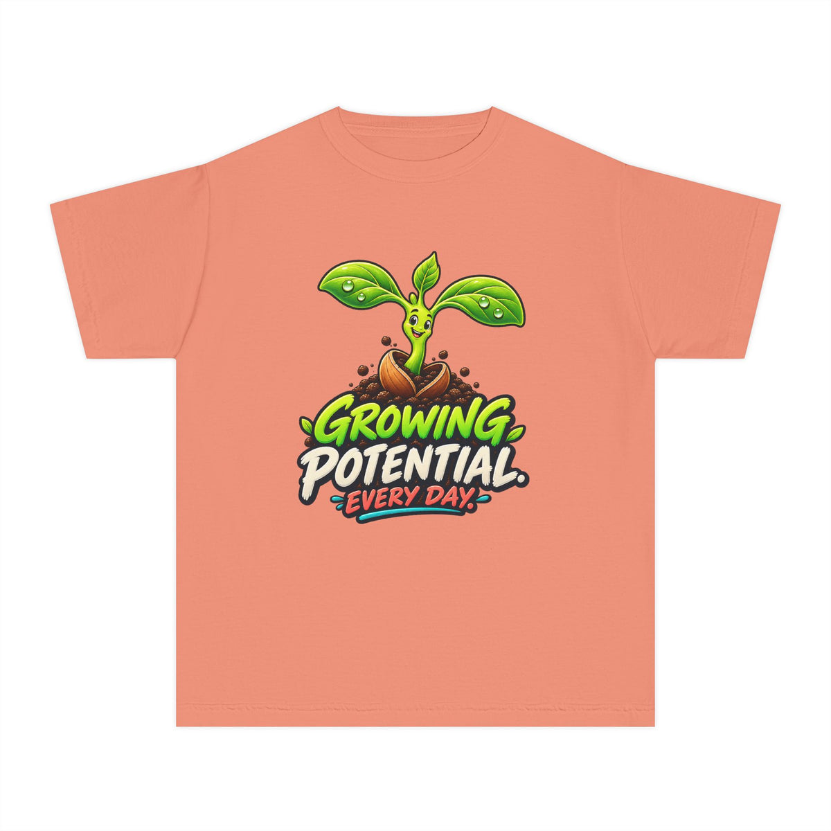Growing Seedling, a Science design, on a youth midweight cotton tee