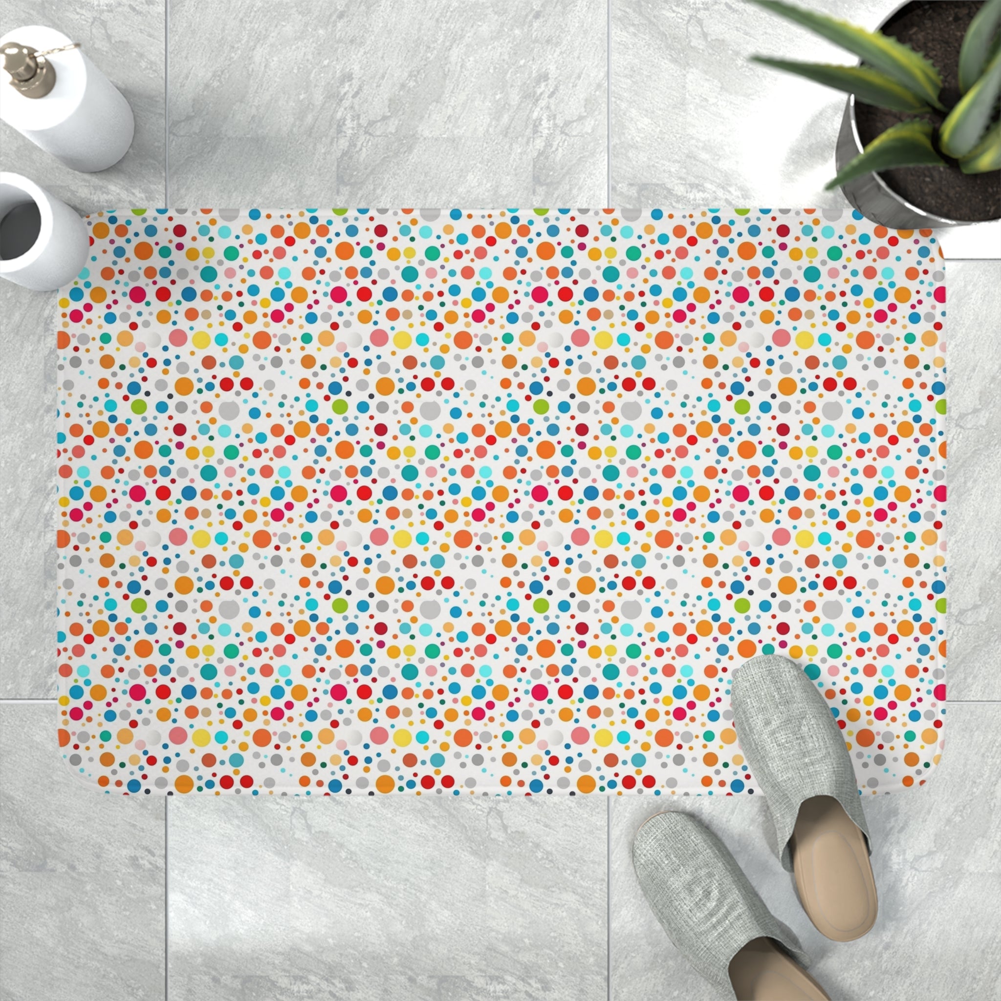 Memory Foam Bath Mat (AOP) - Seamless Polka Dots Designs