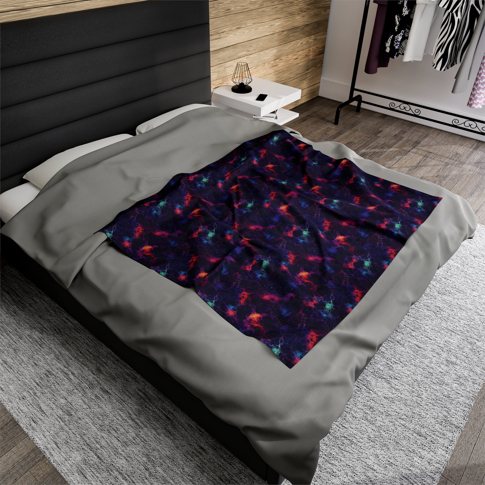 Velveteen Plush Blanket (AOP) - Fantasy Galaxies 08