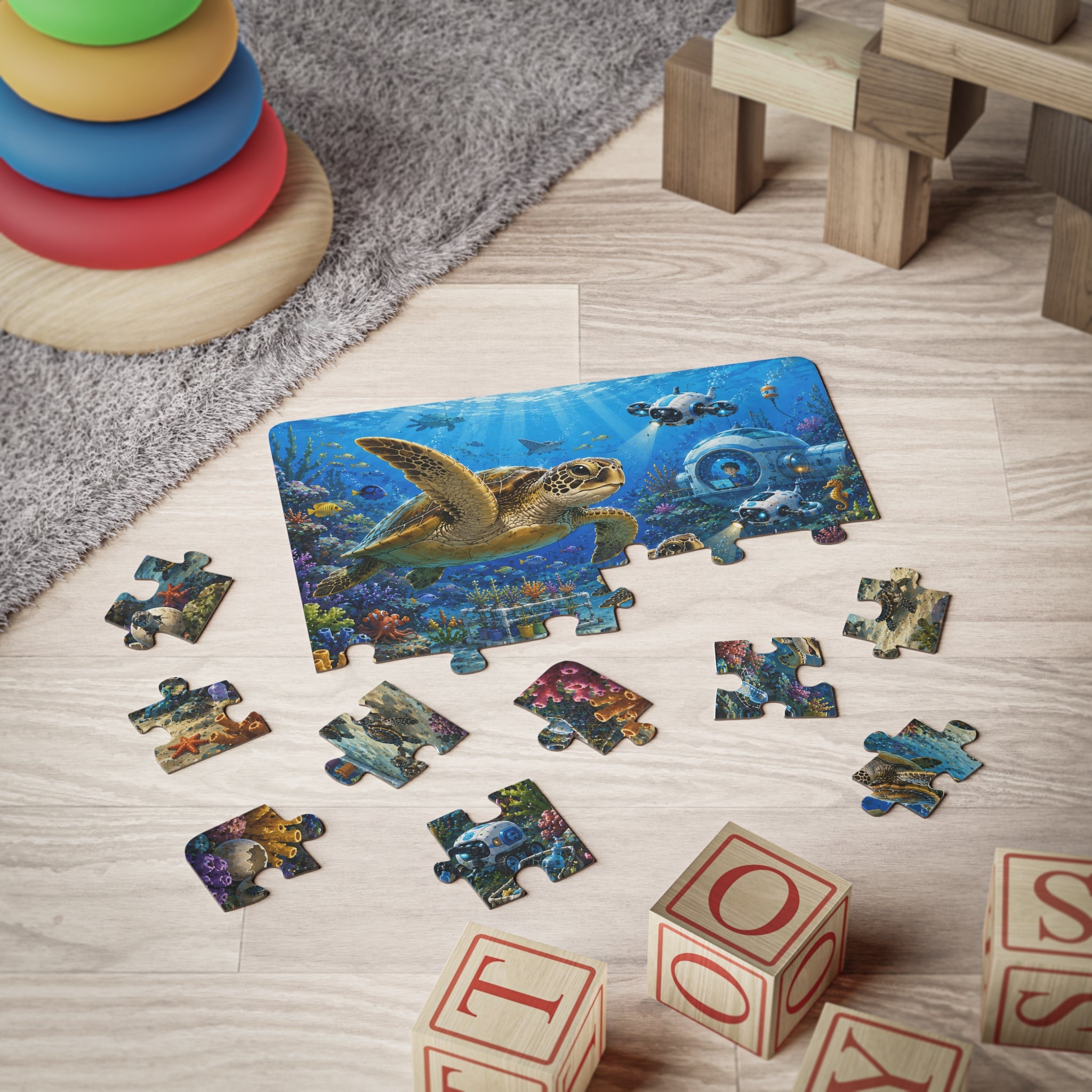 Kids' Puzzle, 30-Piece - Underwater Turtles Exploration