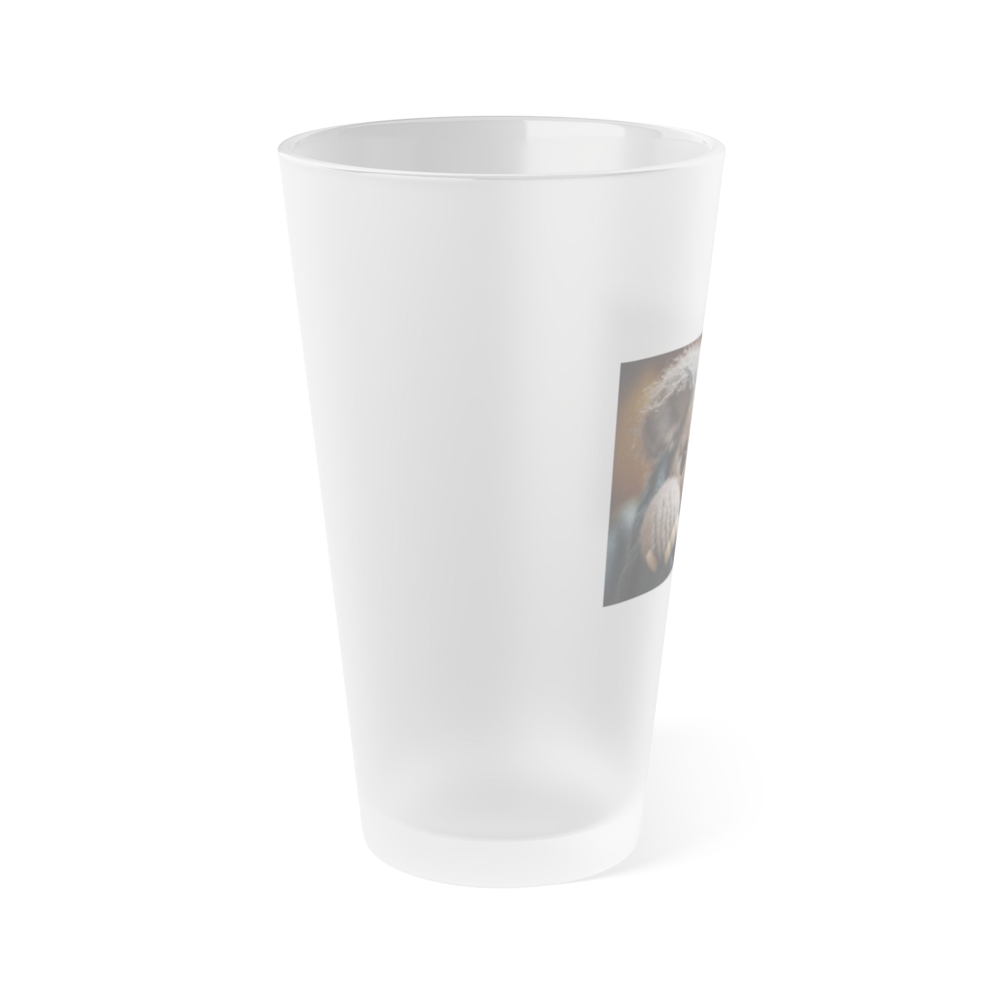 Frosted Pint Glass, 16oz - Animal Knit Arts, Koala joey