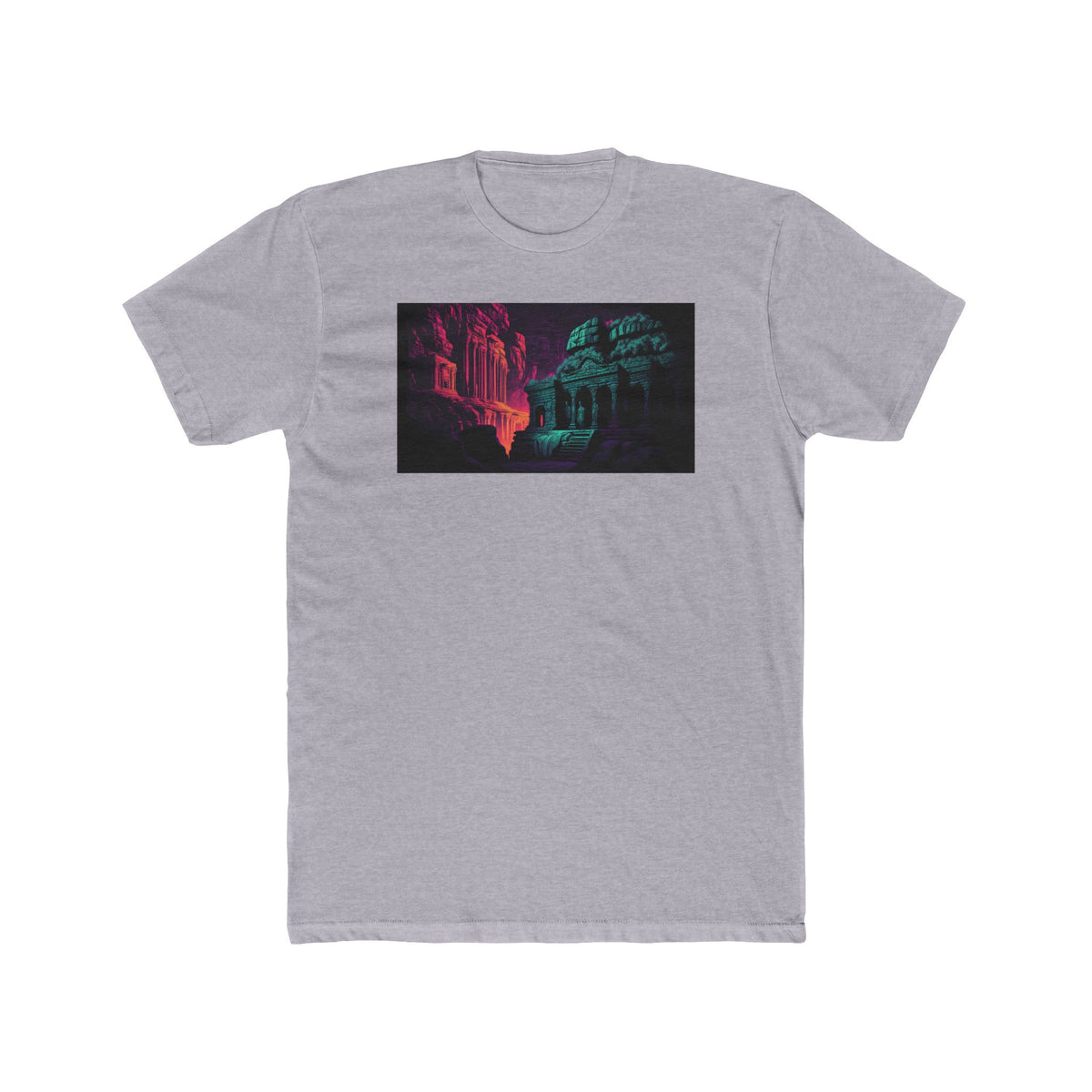Ellora Caves, a Elsewhere design, on a men's cotton crew tee