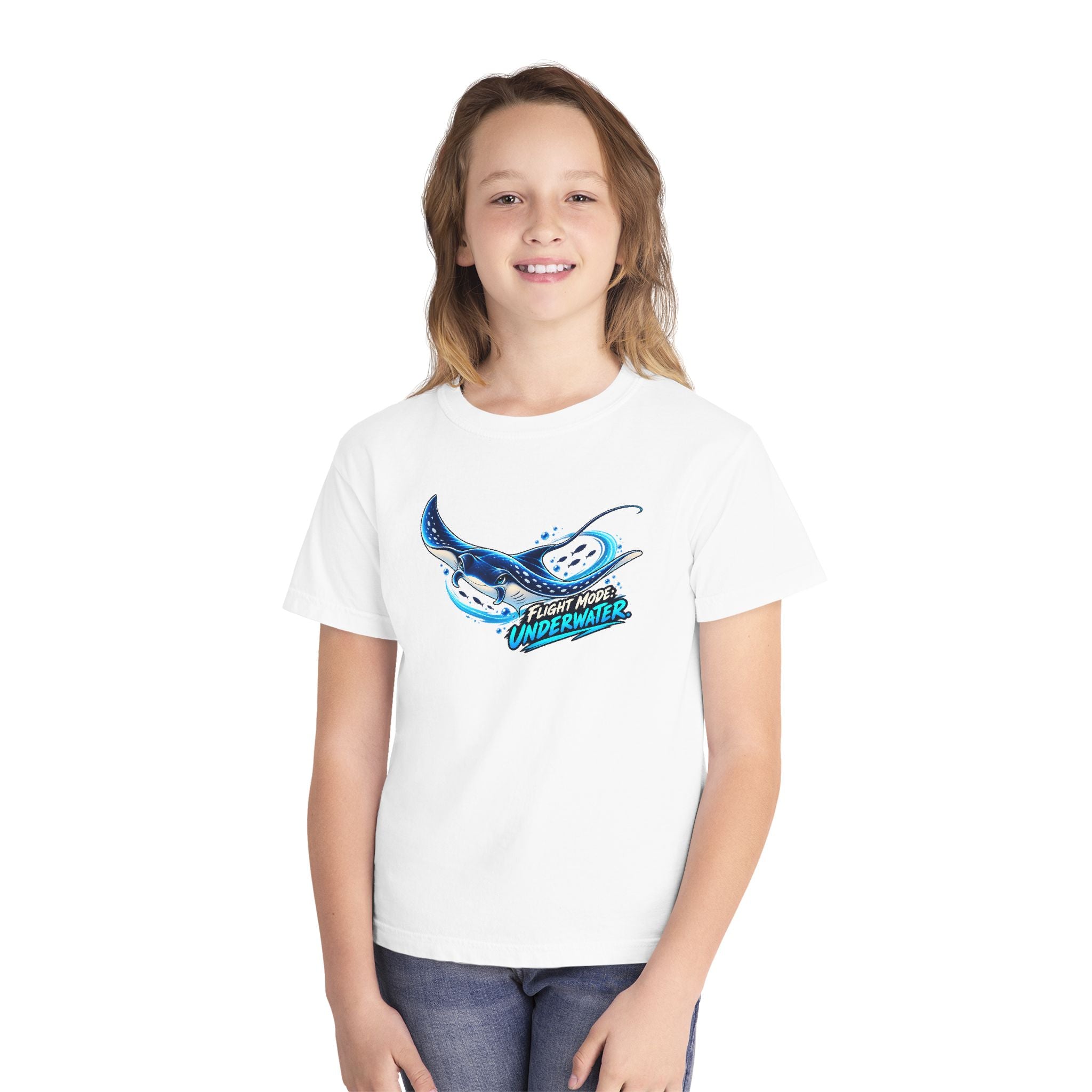 Youth Midweight Cotton Tee - Manta Ray