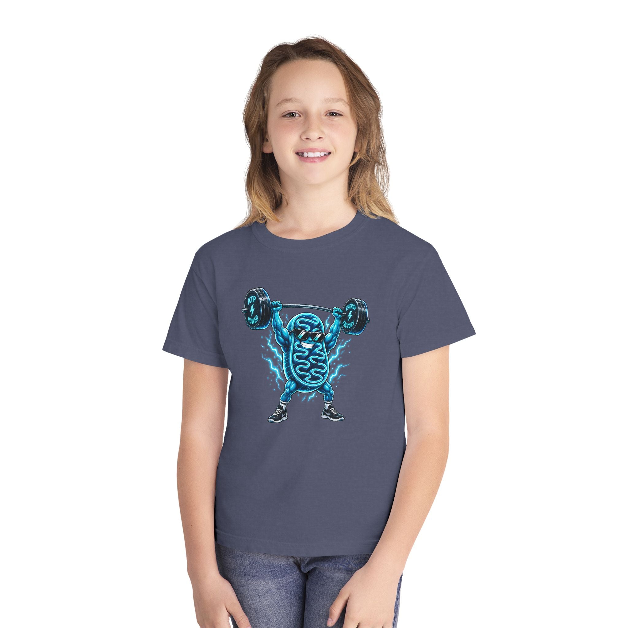 Youth Midweight Cotton Tee - Mitochondria Powerhouse