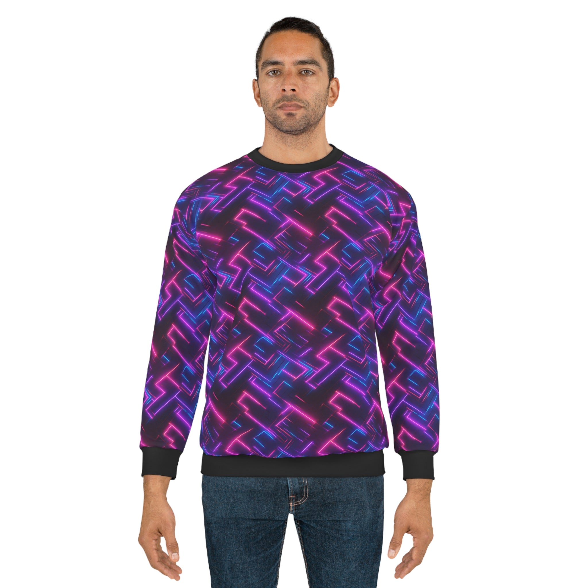 Unisex Sweatshirt (AOP) - Seamless Synthwave Designs 05