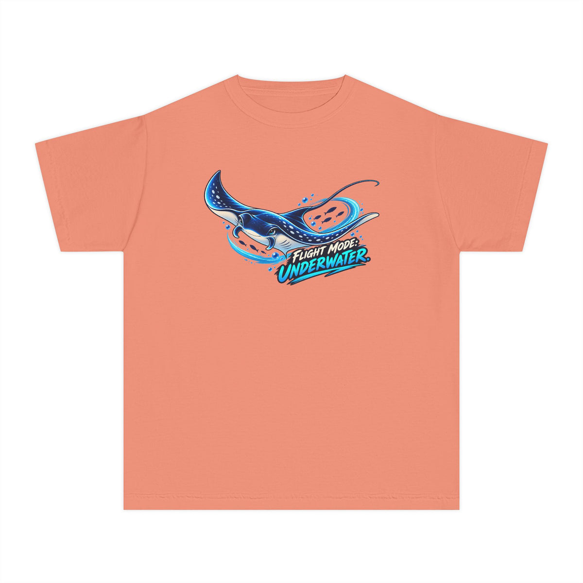 Manta Ray Flying Underwater, a Science design, on a youth midweight cotton tee