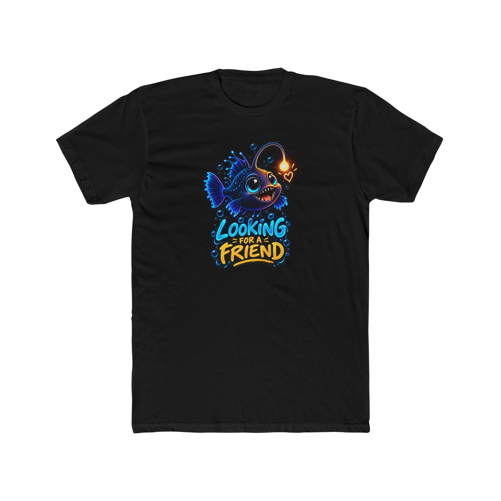 Men's Cotton Crew Tee - Science collection - Angler Fish, looking for a friend