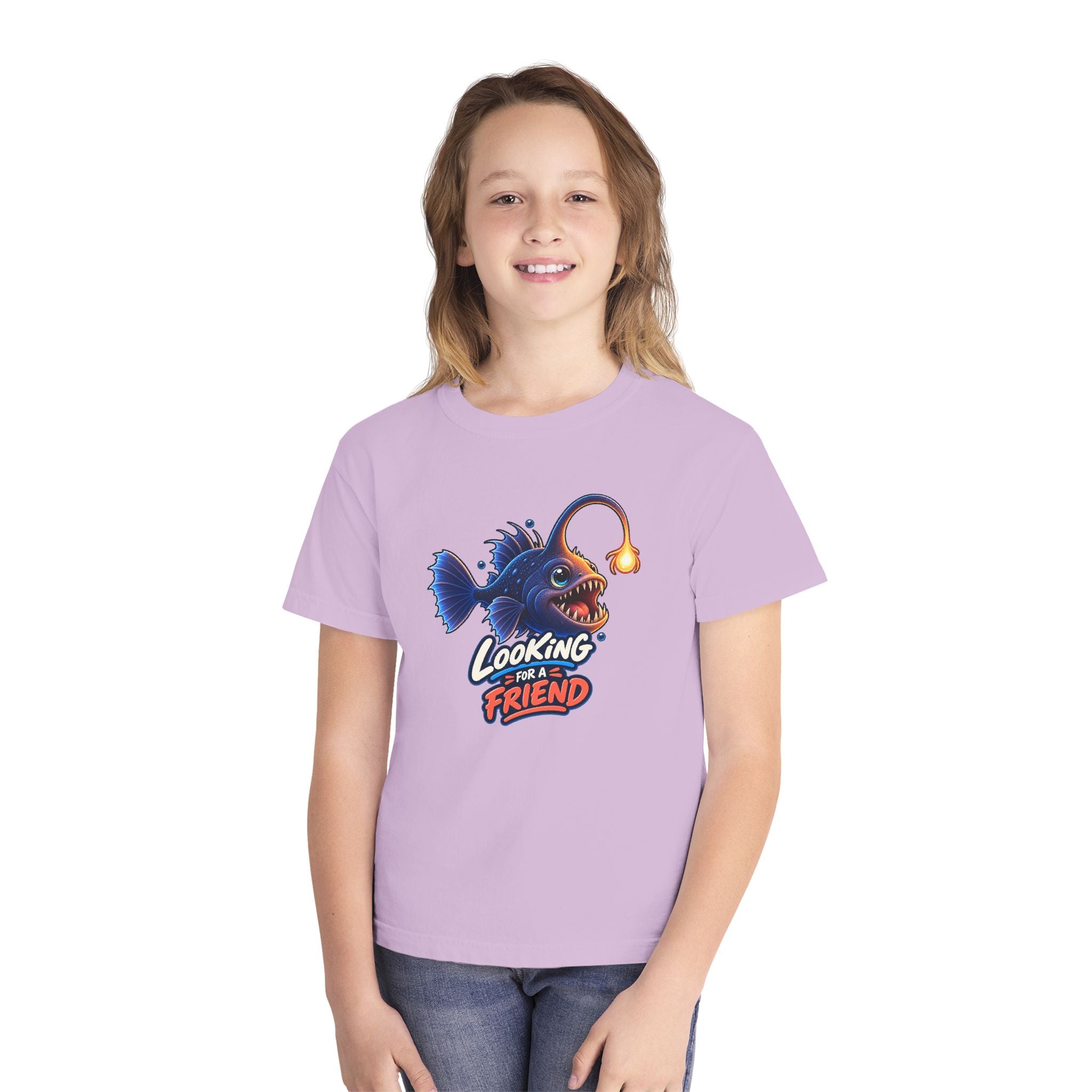 Youth Midweight Cotton Tee - Science collection - Angler Fish looking for a Friend