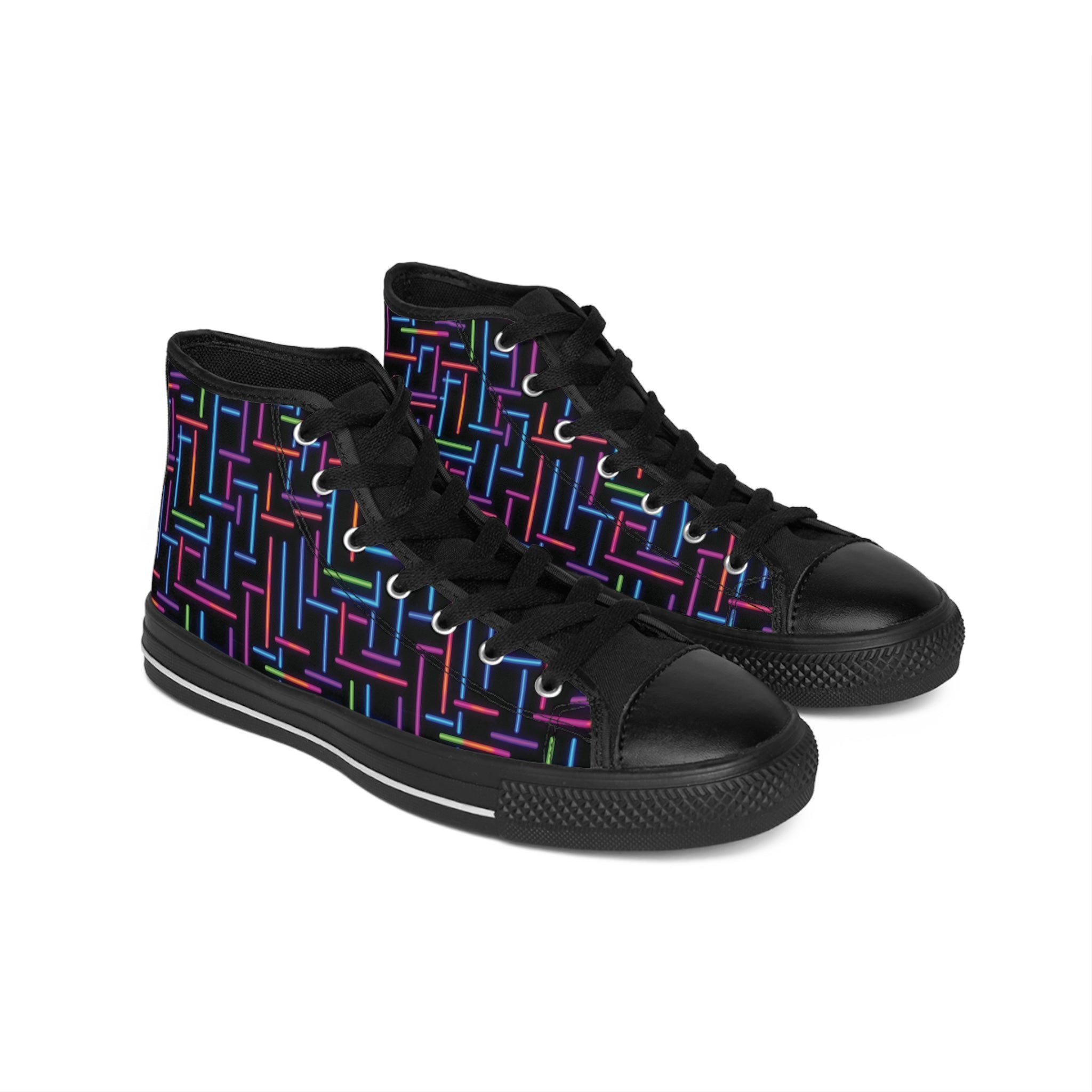Men's Classic Sneakers (AOP) - Seamless Vibrant Neon Designs 02