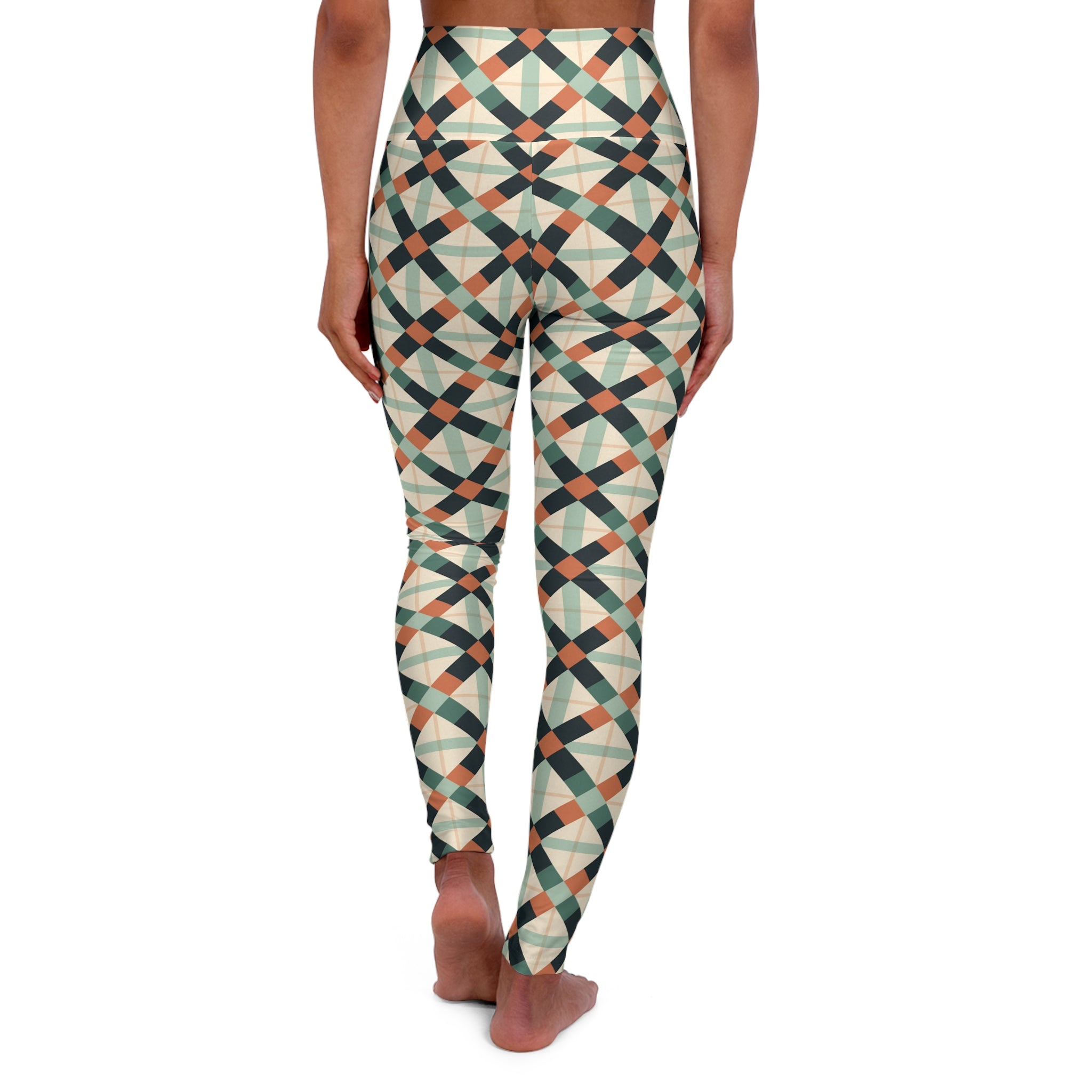 High Waisted Yoga Leggings (AOP) - Seamless Checkered Designs 05