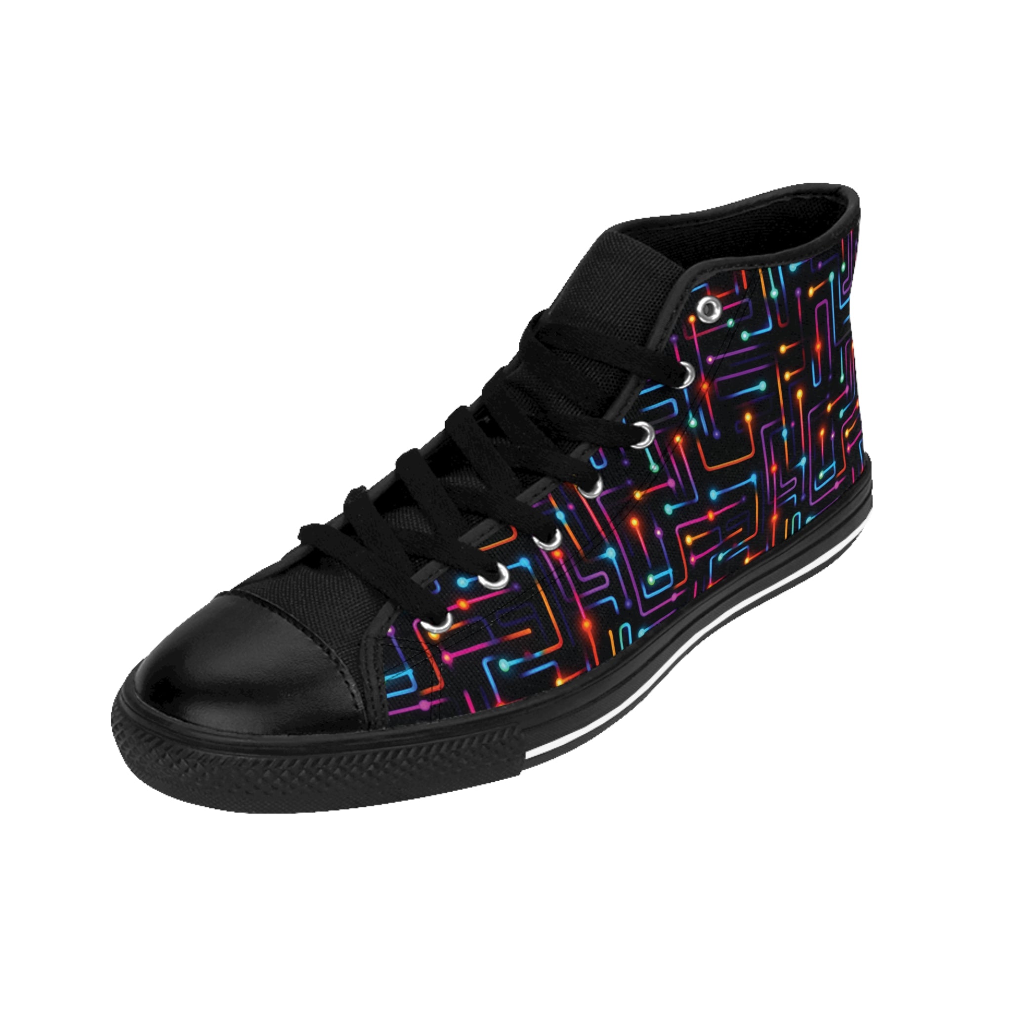 Men's Classic Sneakers (AOP) - Seamless Vibrant Neon Designs 03