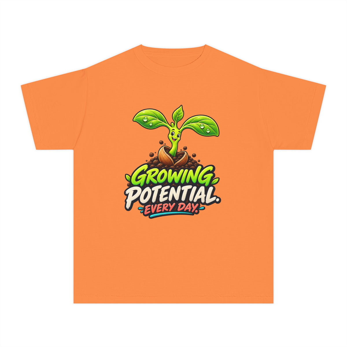 Growing Seedling, a Science design, on a youth midweight cotton tee