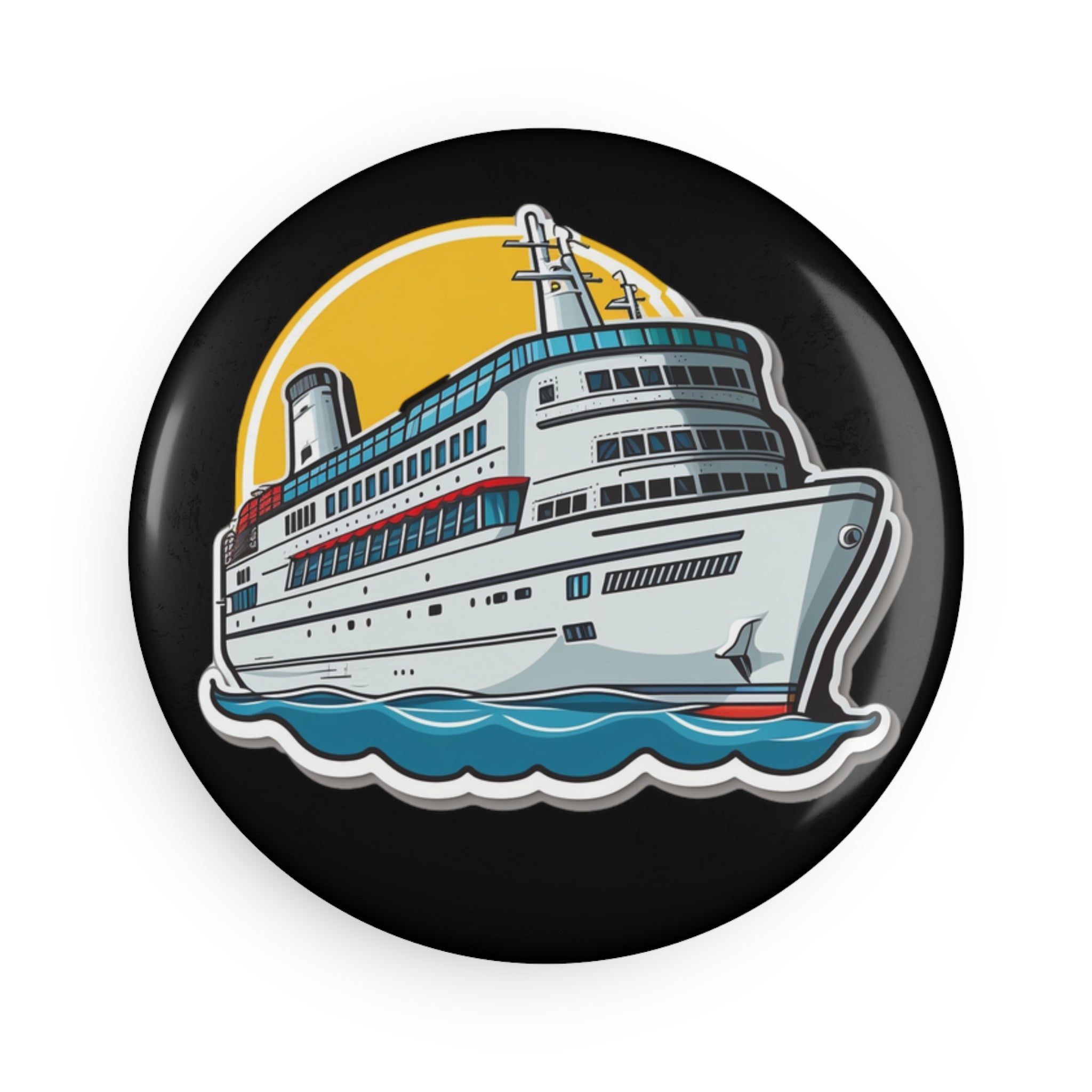 Button Magnet, Round (1 & 10 pcs) - Cruise Ship