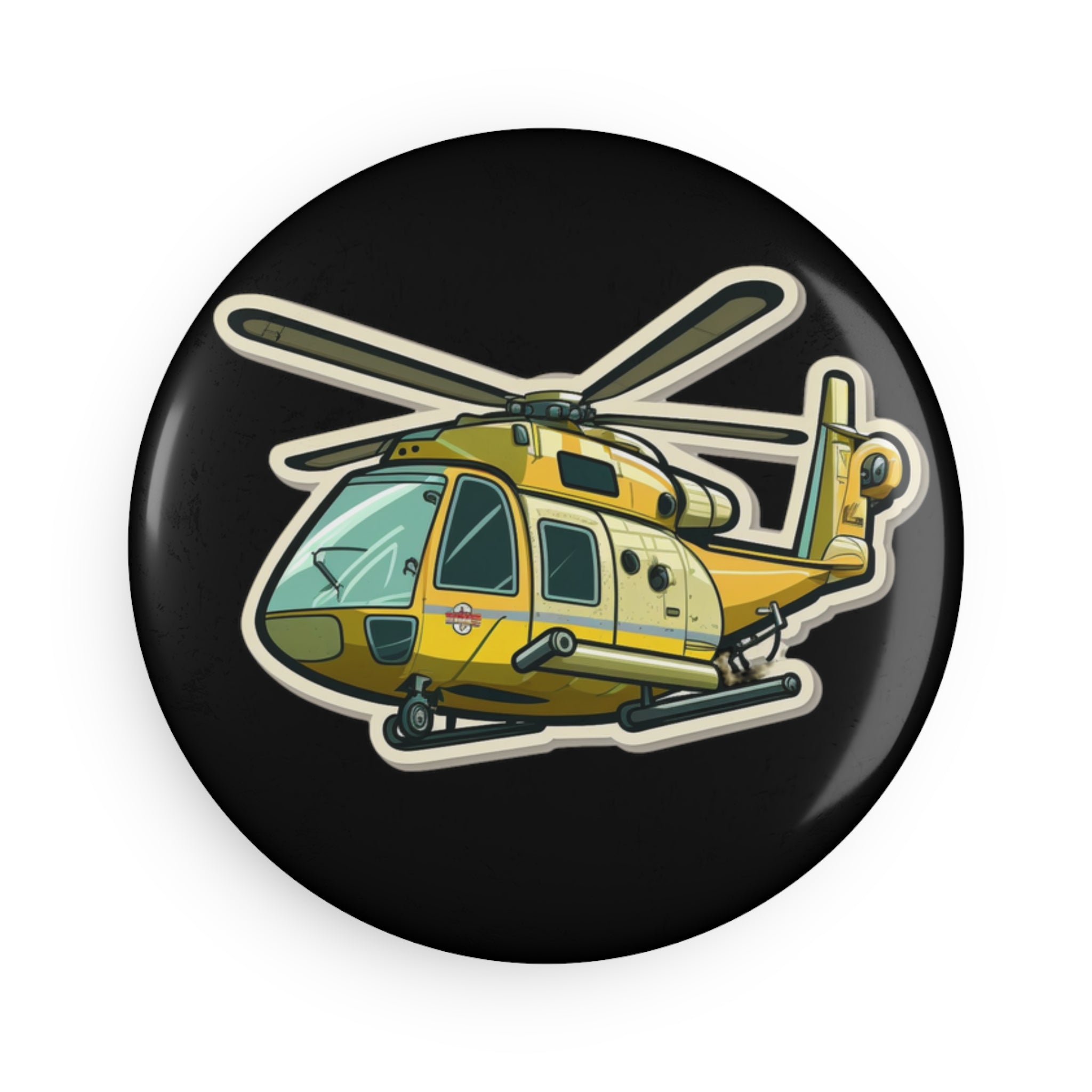 Button Magnet, Round (1 & 10 pcs) - Helicopter
