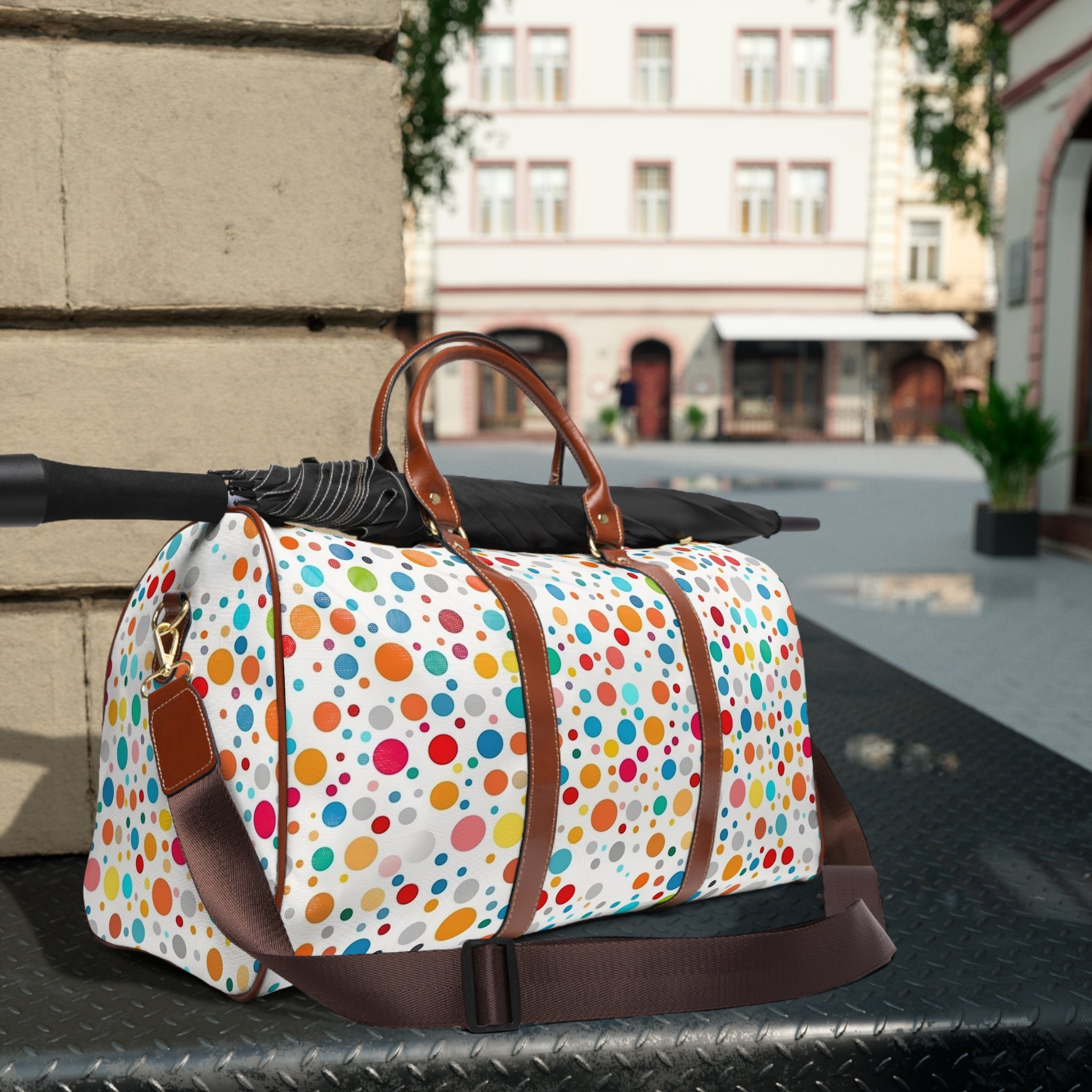 Waterproof Travel Bag (AOP) - Polka Dots Design 03