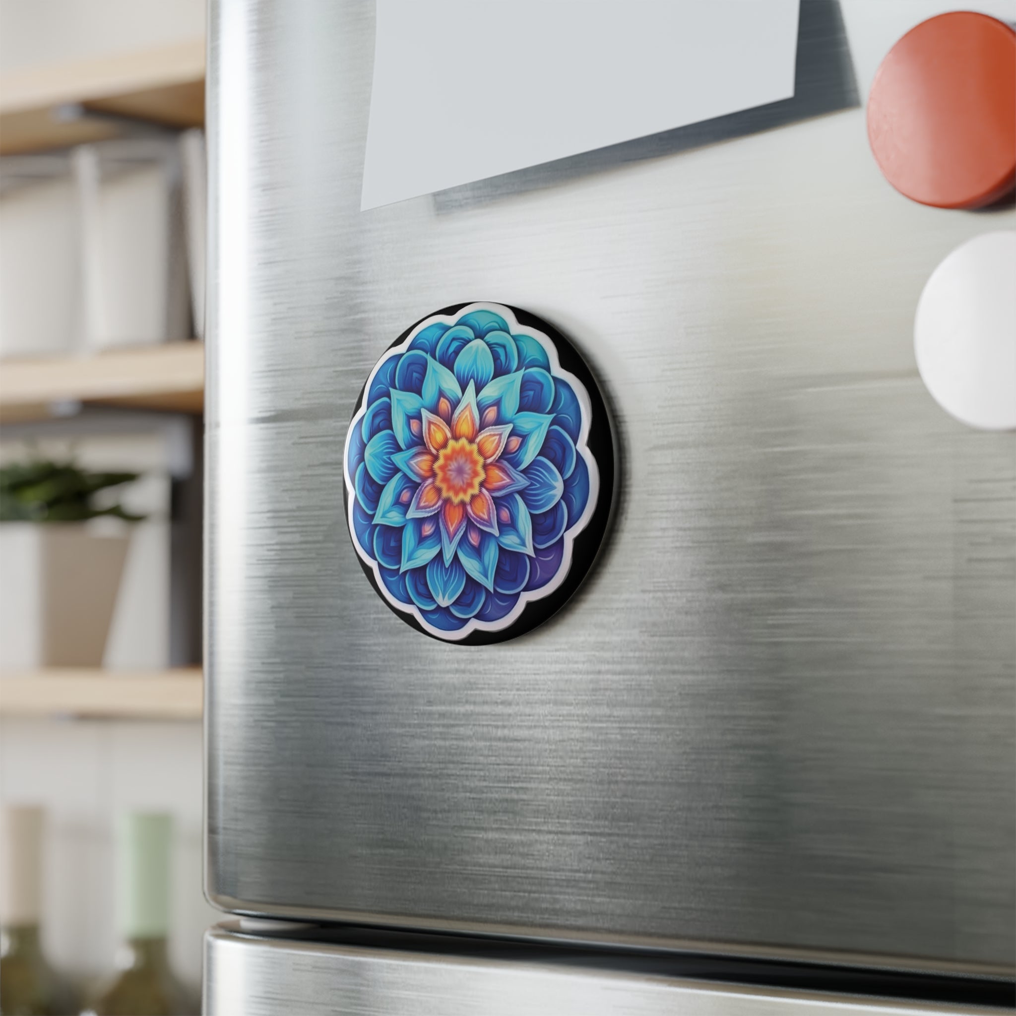 Button Magnet, Round (1 & 10 pcs) - Mandalas 10
