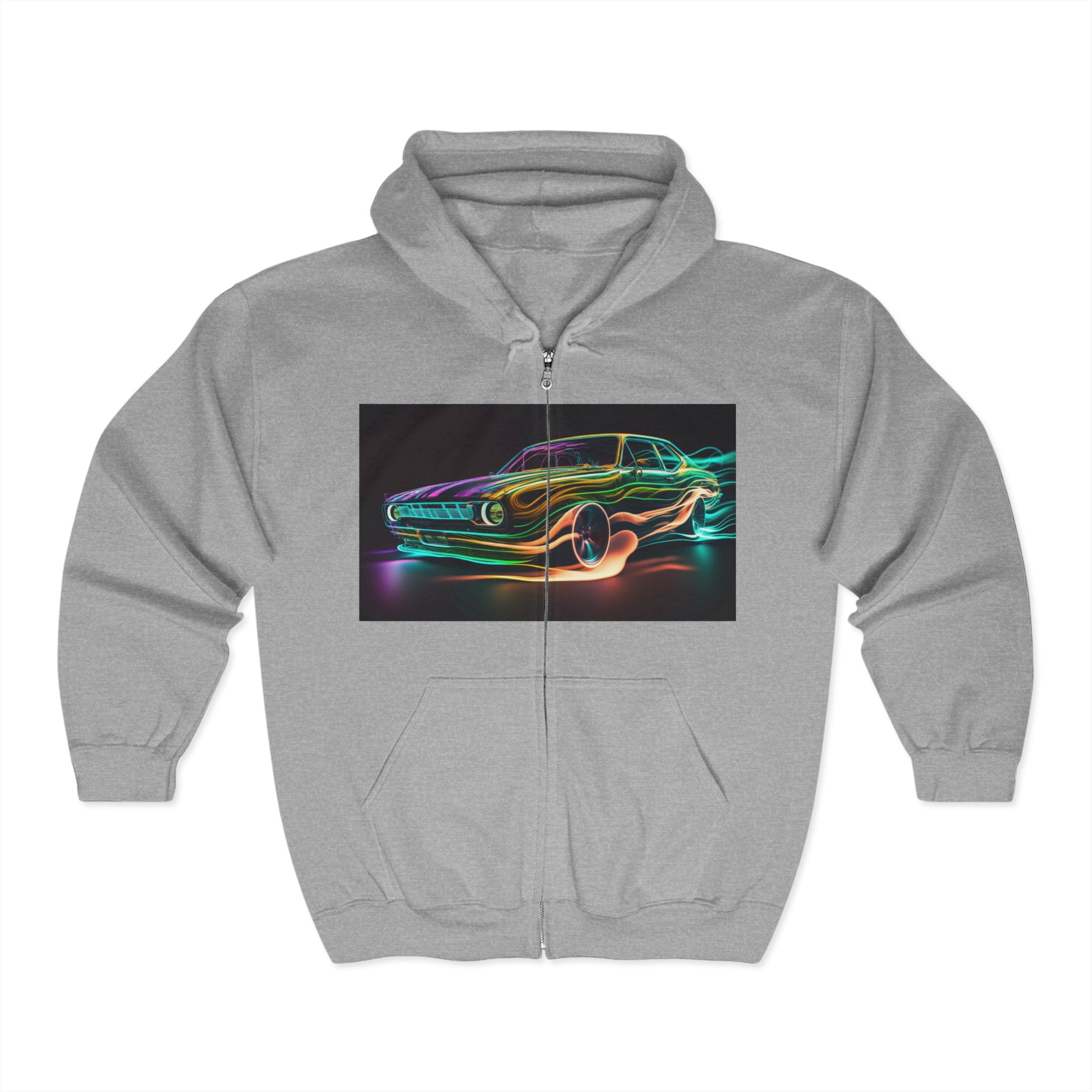 Unisex Heavy Blend™ Full Zip Hooded Sweatshirt - Neon Car 03