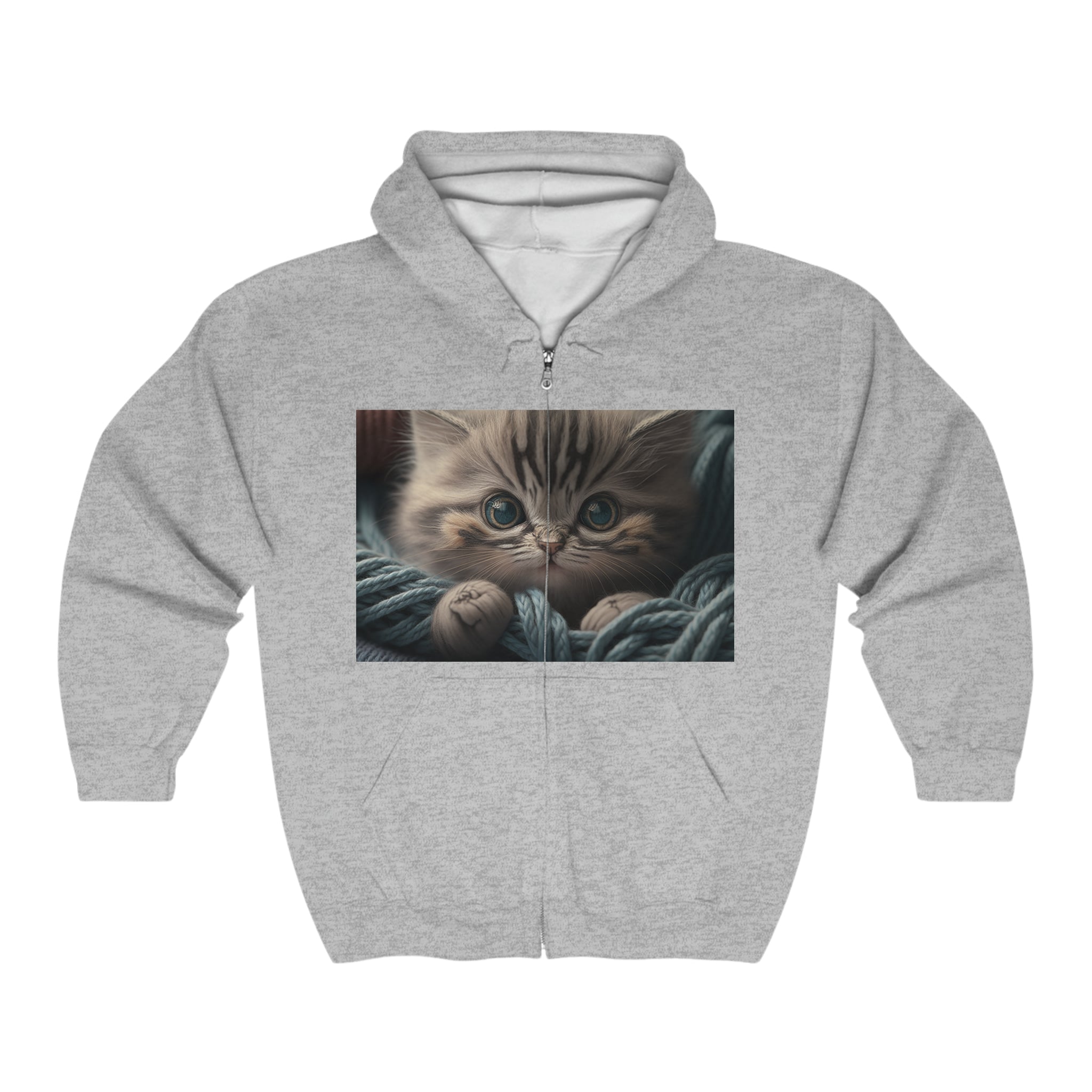 Unisex Heavy Blend™ Full Zip Hooded Sweatshirt - Baby Animals - Cat