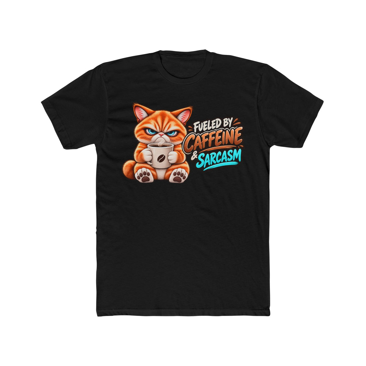 Fueled by Caffeine & Sarcasm - Mildly Feral - Men's Cotton Crew Tee