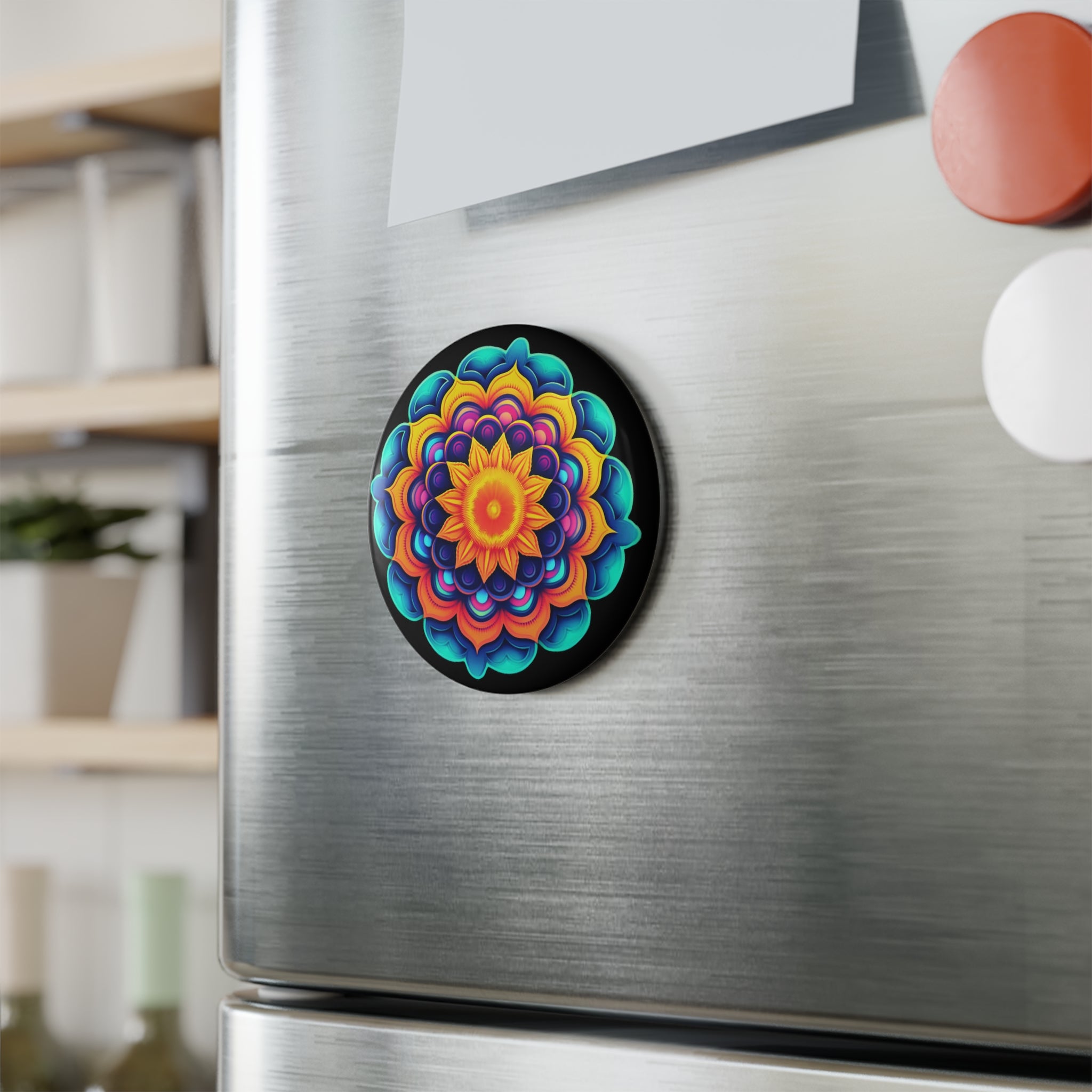 Button Magnet, Round (1 & 10 pcs) - Mandalas 08