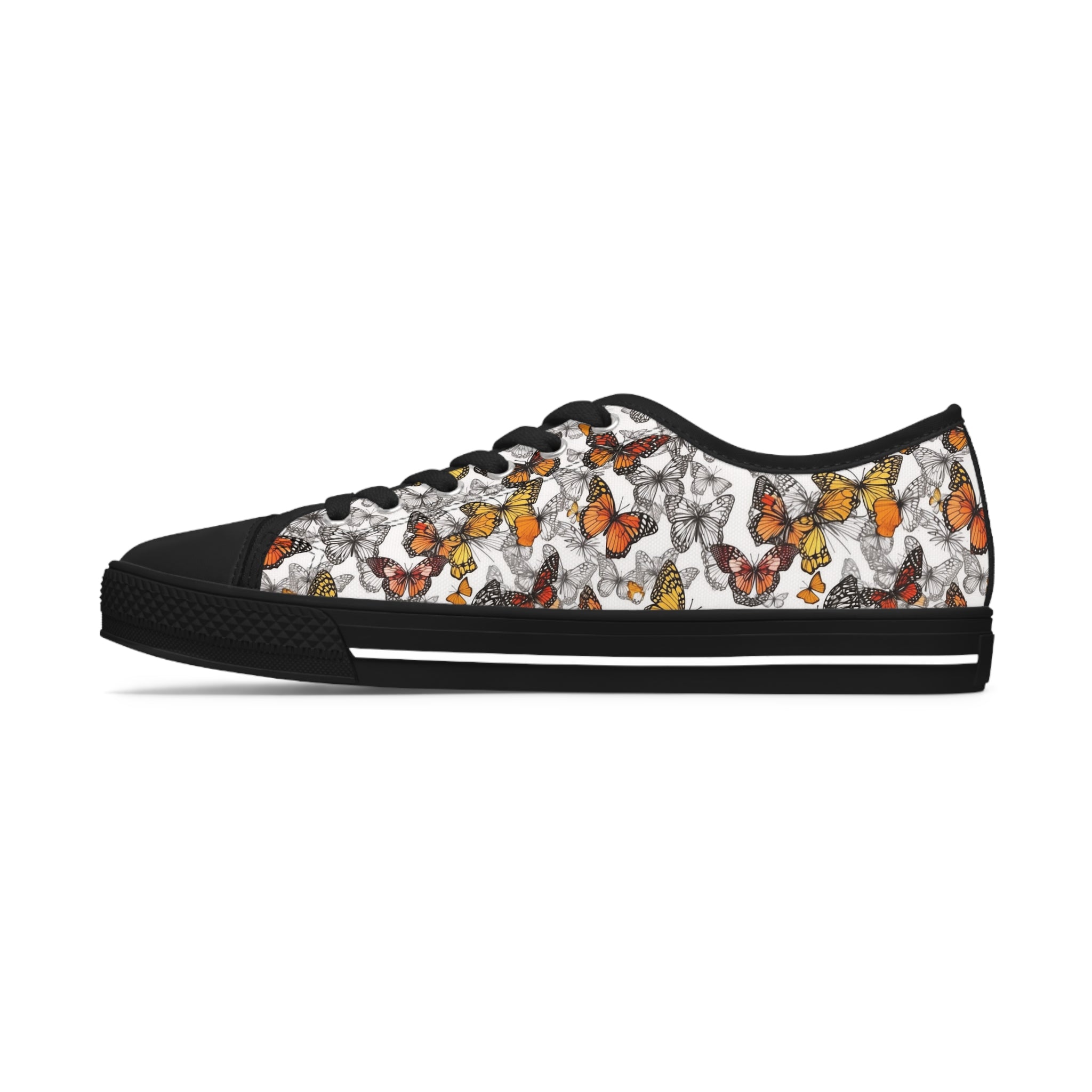 Women's Low Top Sneakers (AOP) - Seamless Butterfly Designs 04