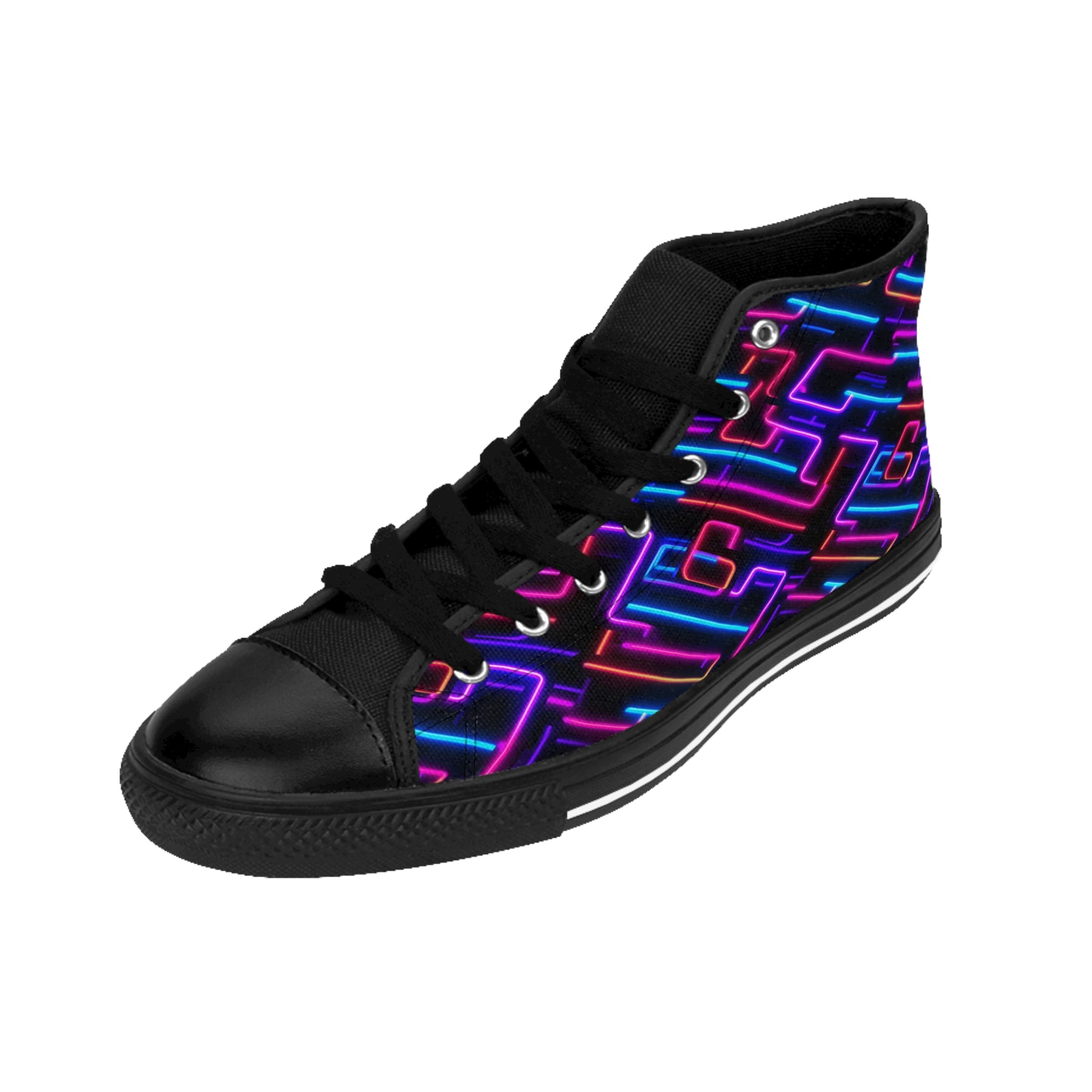 Men's Classic Sneakers (AOP) - Seamless Vibrant Neon Designs 01
