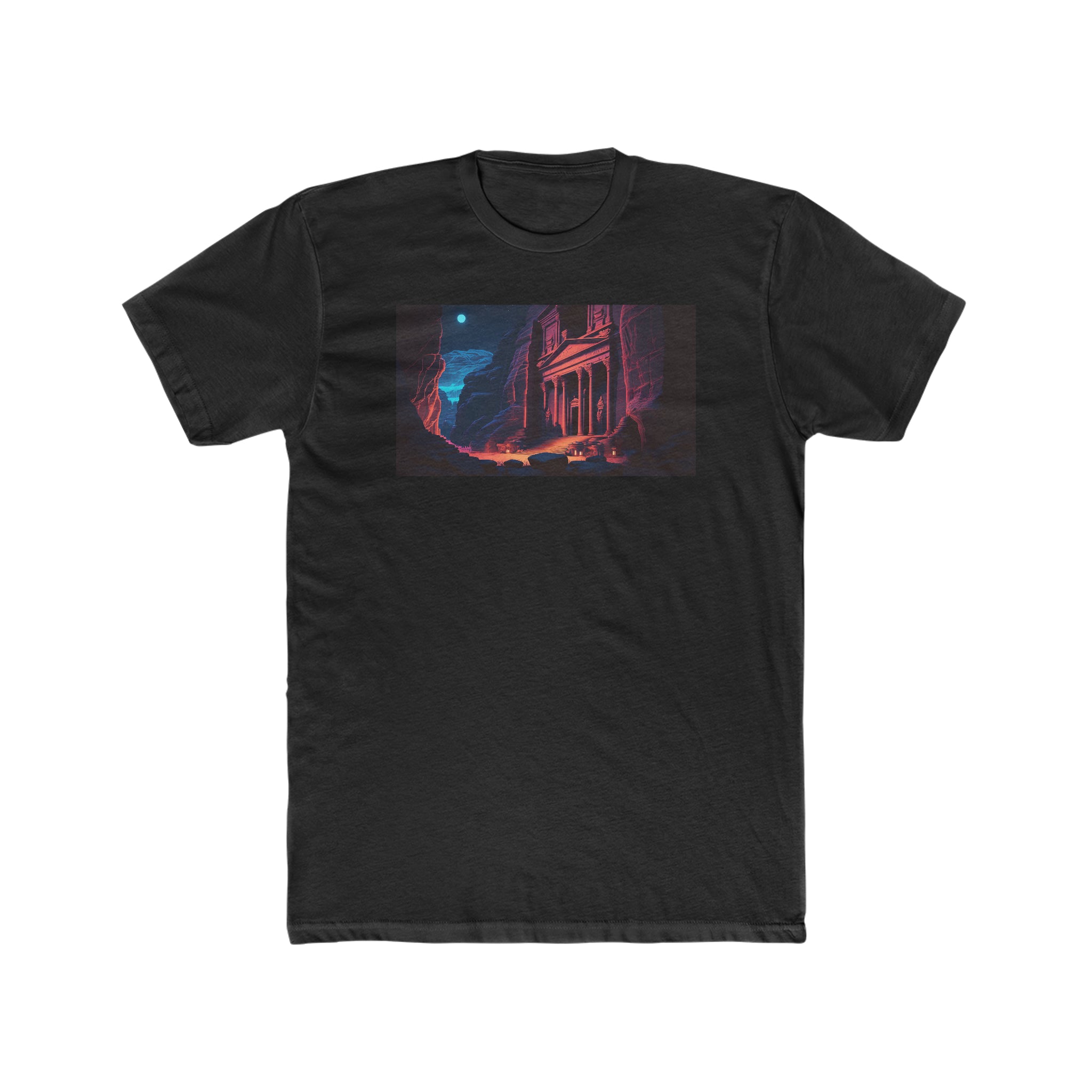 Men's Cotton Crew Tee - Fantasy Art - Petra Caves
