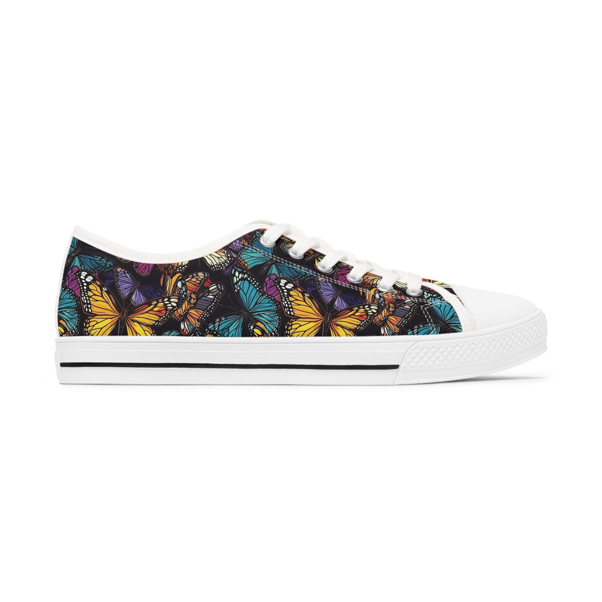 Women's Low Top Sneakers (AOP) - Seamless Butterfly Designs 06